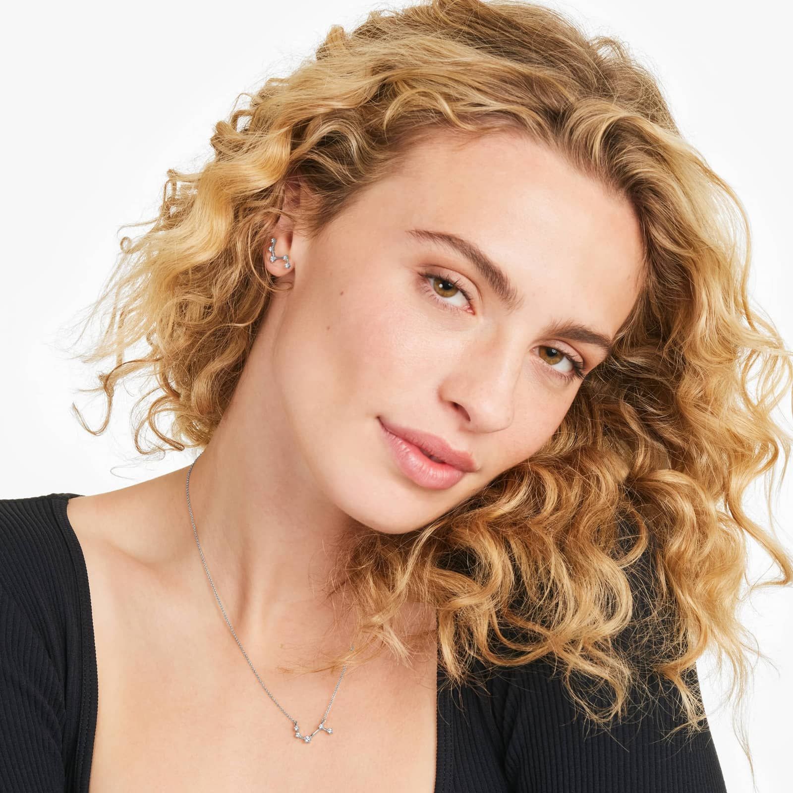 Lab-Grown Diamond Aries Constellation Necklace In 14K White Gold