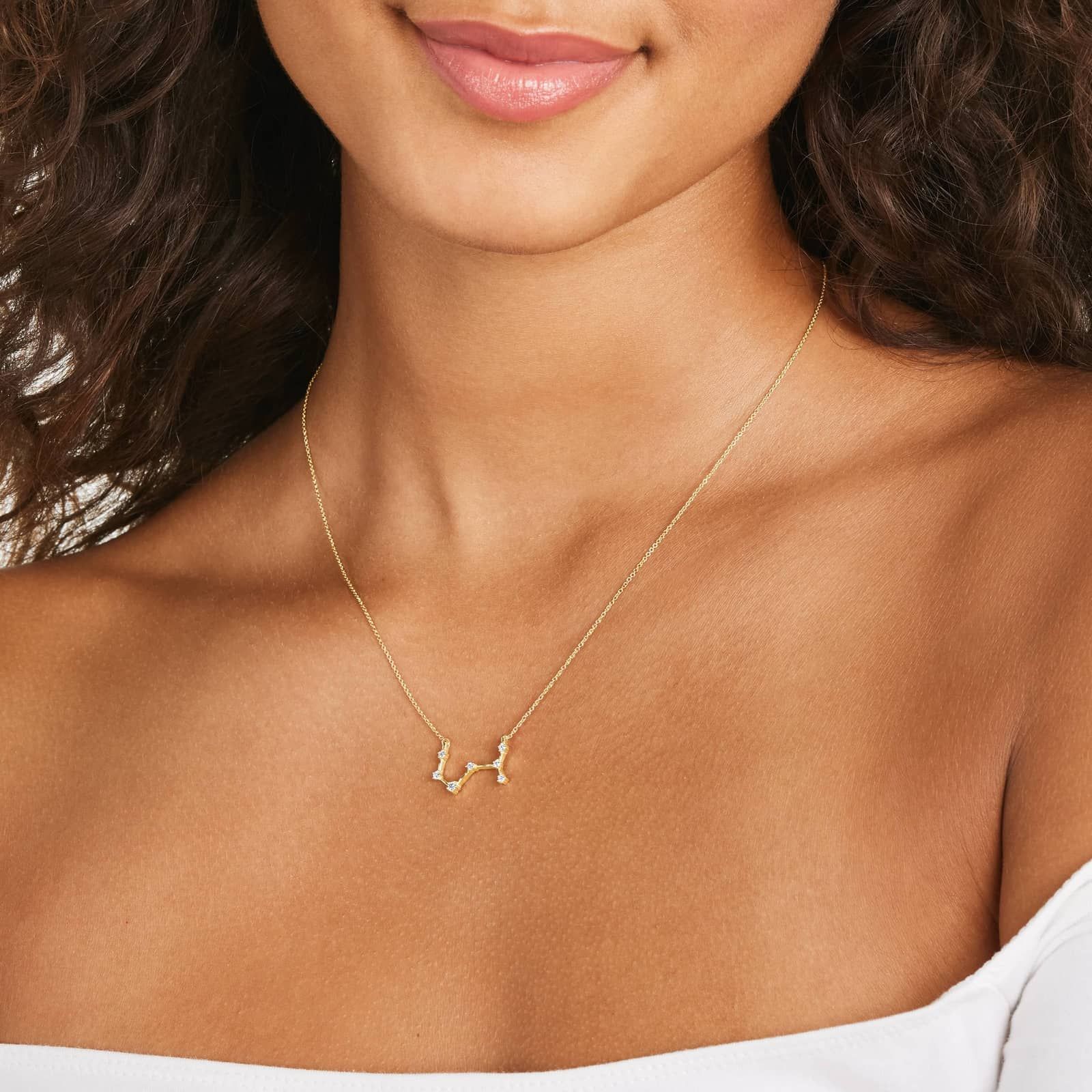 Lab-Grown Diamond Scorpio Constellation Necklace In 14K Yellow Gold