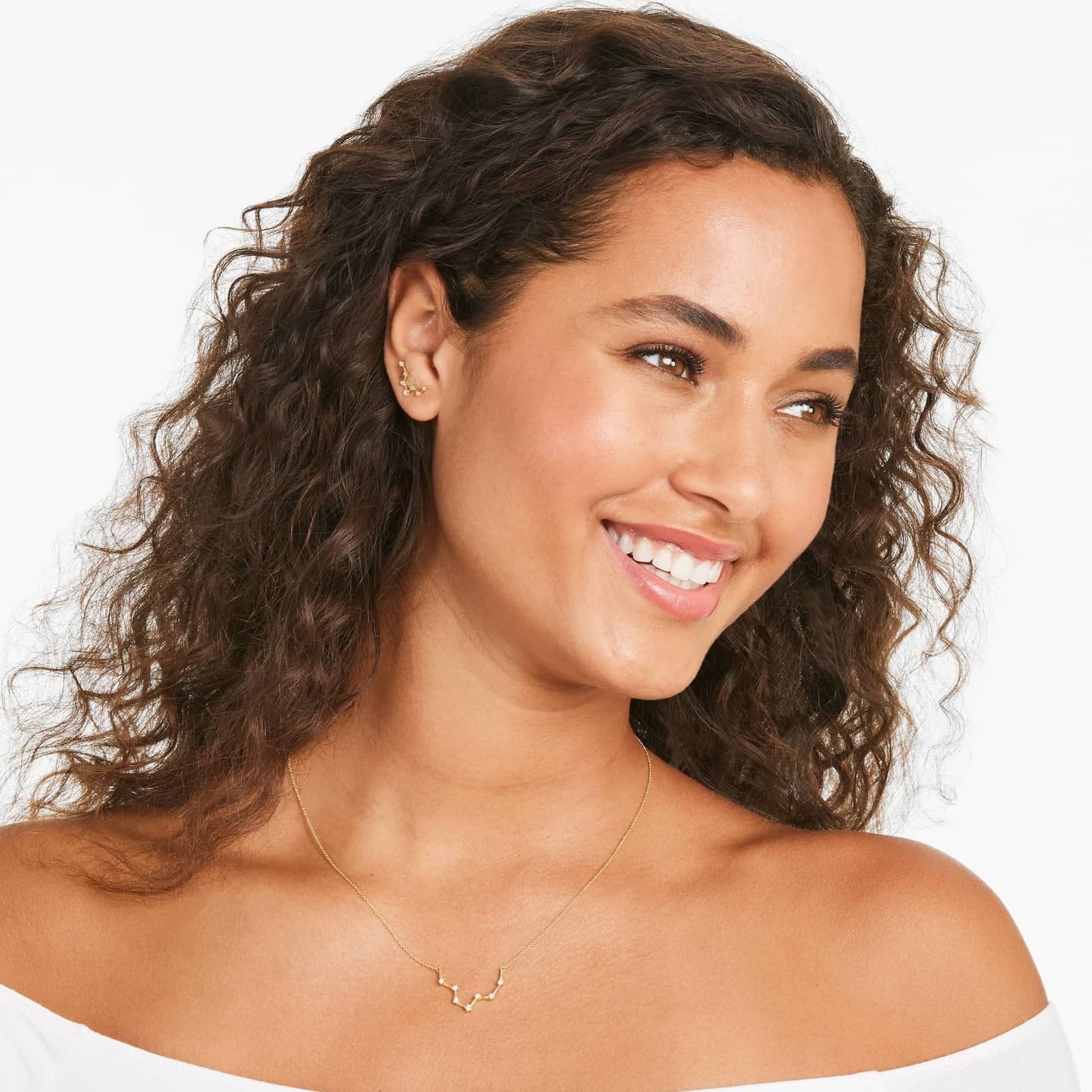 Lab-Grown Diamond Pisces Constellation Necklace In 14K Yellow Gold