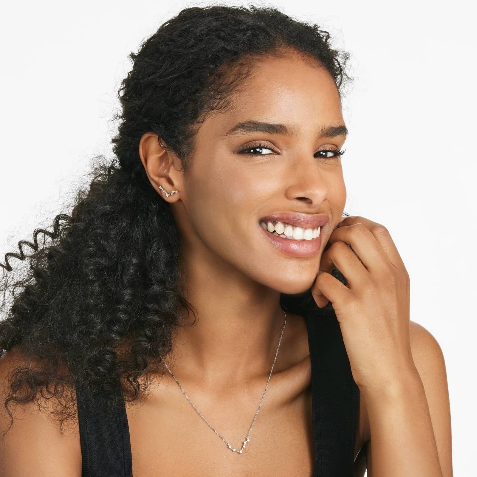 14K White Gold Lab-Grown Diamond Libra Constellation Stud Earrings