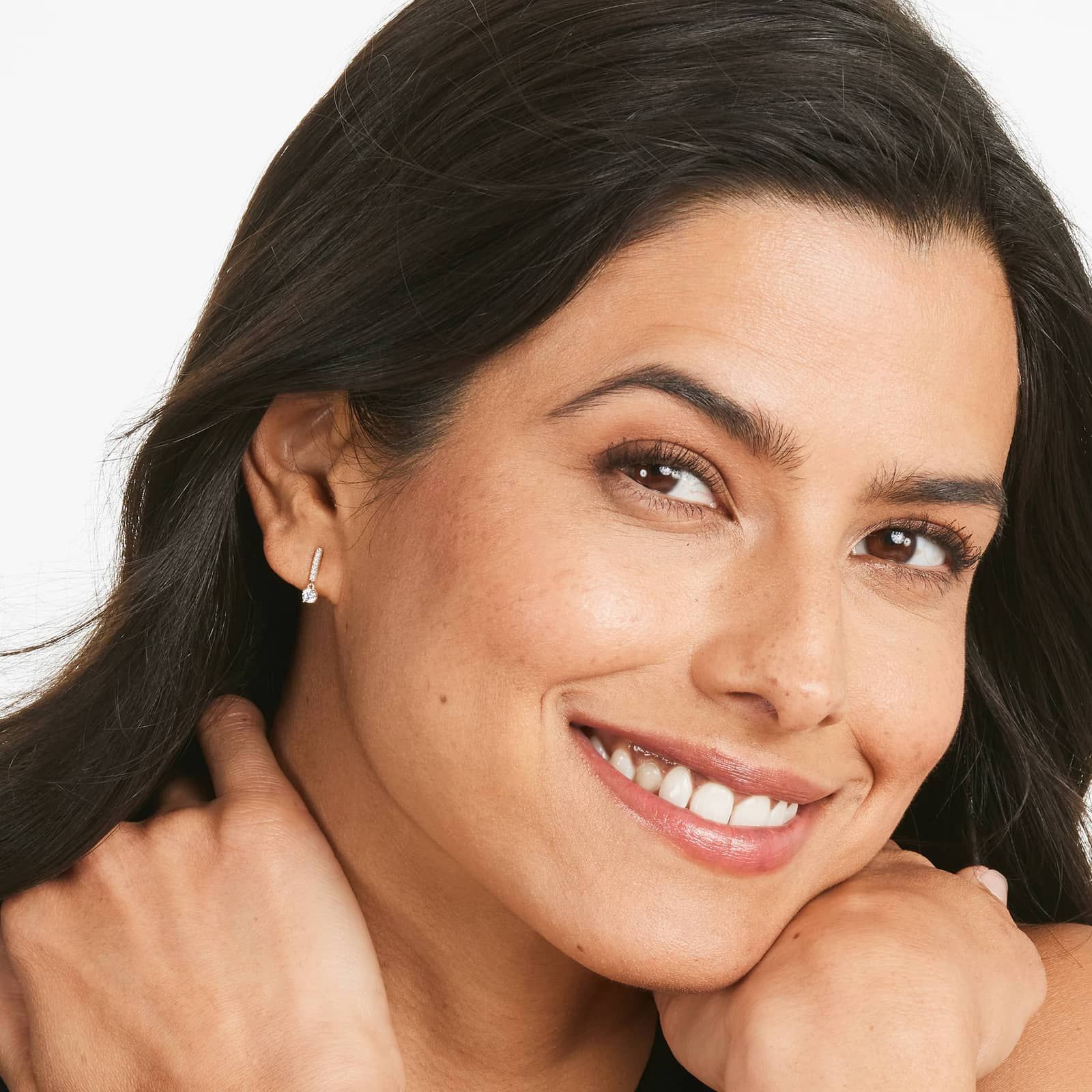 Drop Earrings With Round Diamonds In 14K Rose Gold