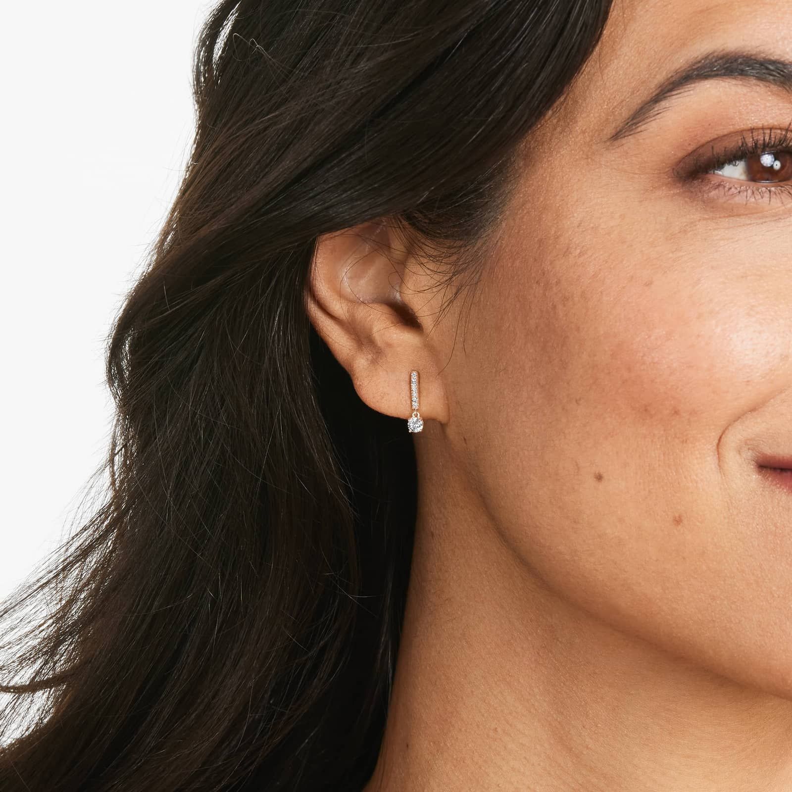 Drop Earrings With Round Diamonds In 14K Rose Gold