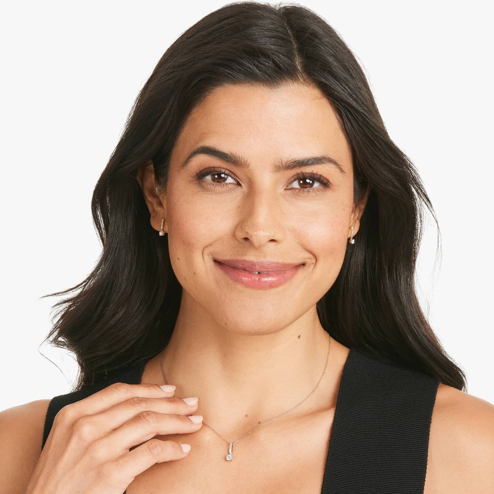 Drop Earrings With Round Diamonds In 14K Rose Gold