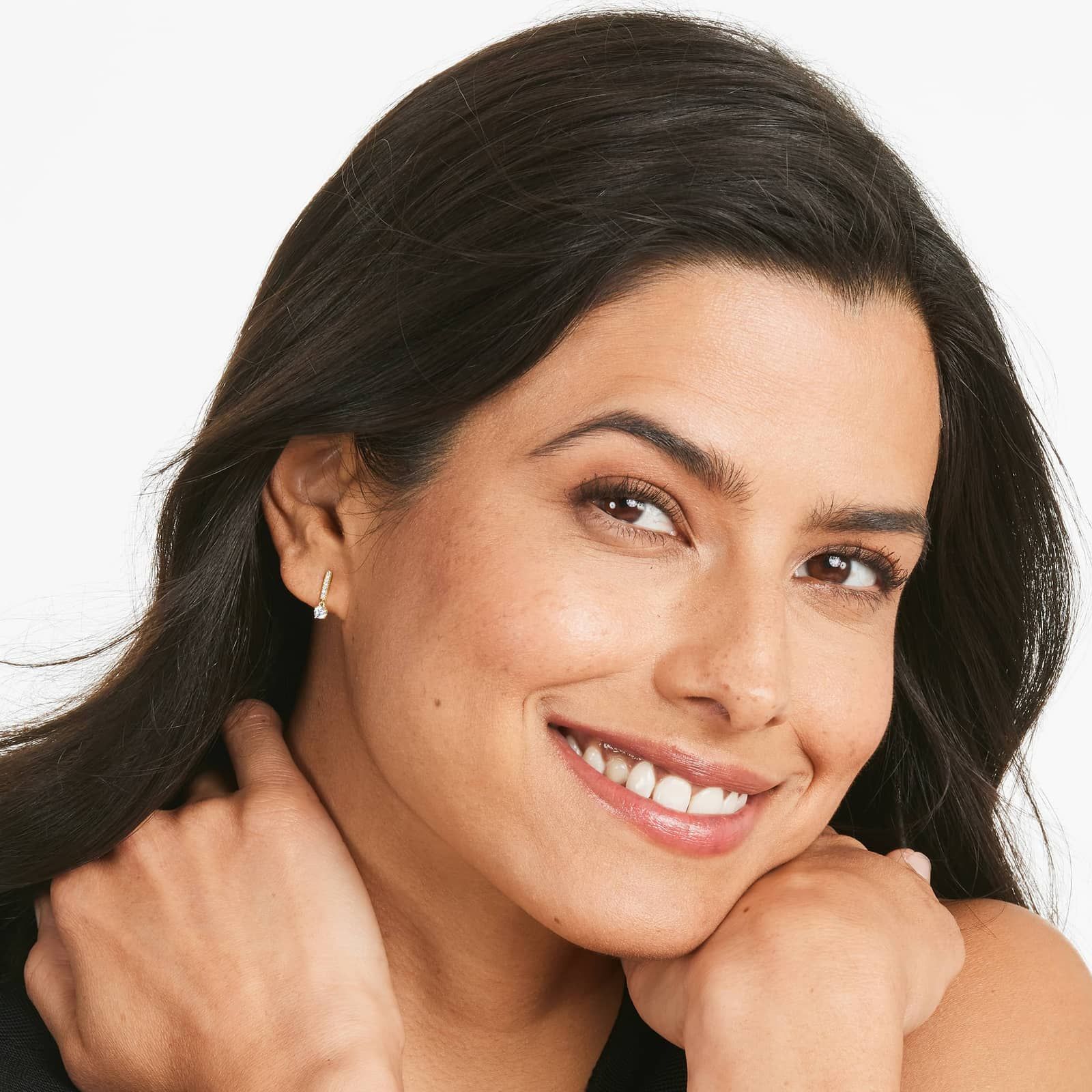 Drop Earrings With Round Diamonds In 14K Yellow Gold