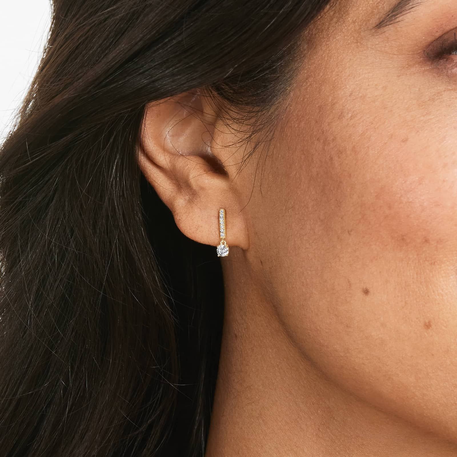 Drop Earrings With Round Diamonds In 14K Yellow Gold