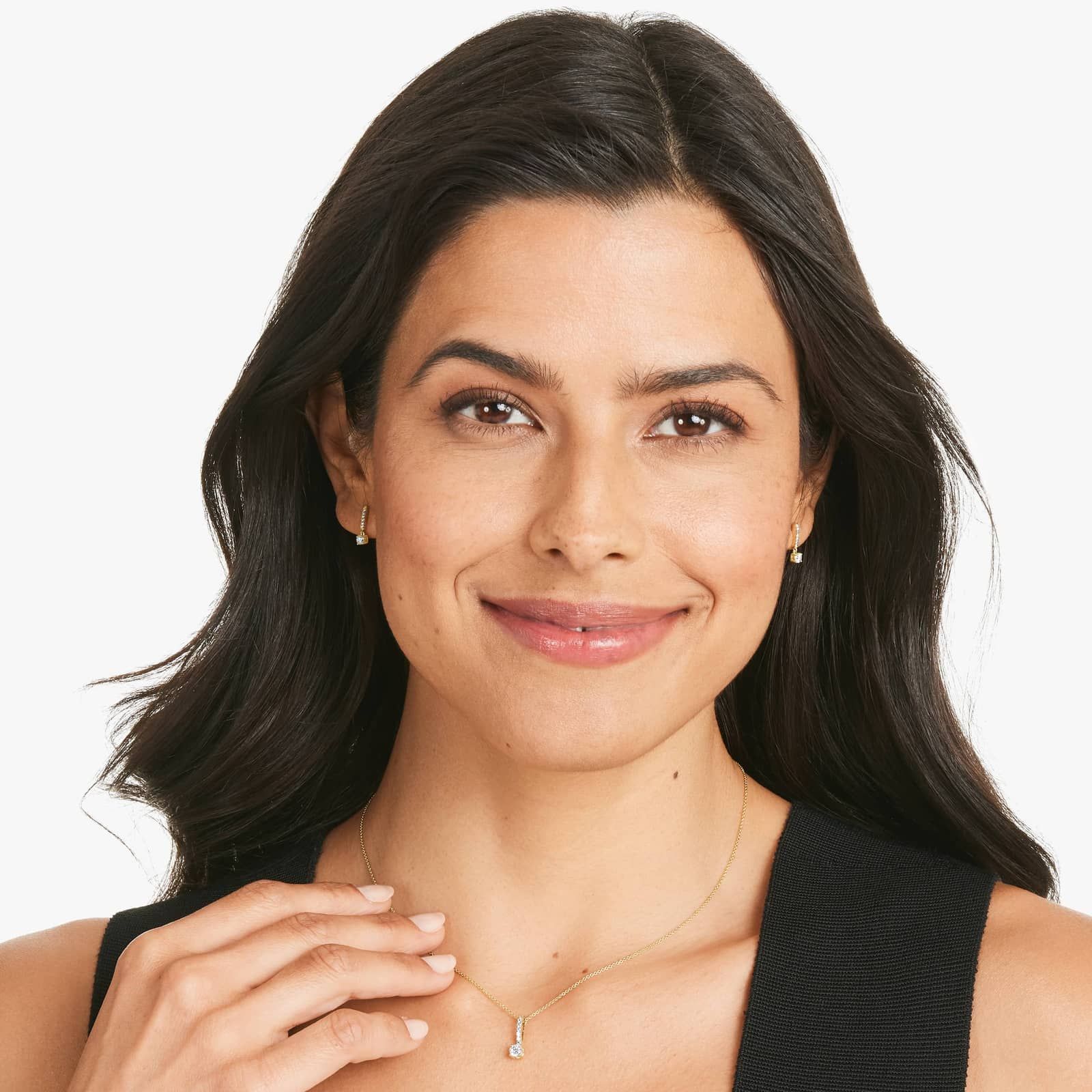 Drop Earrings With Round Diamonds In 14K Yellow Gold