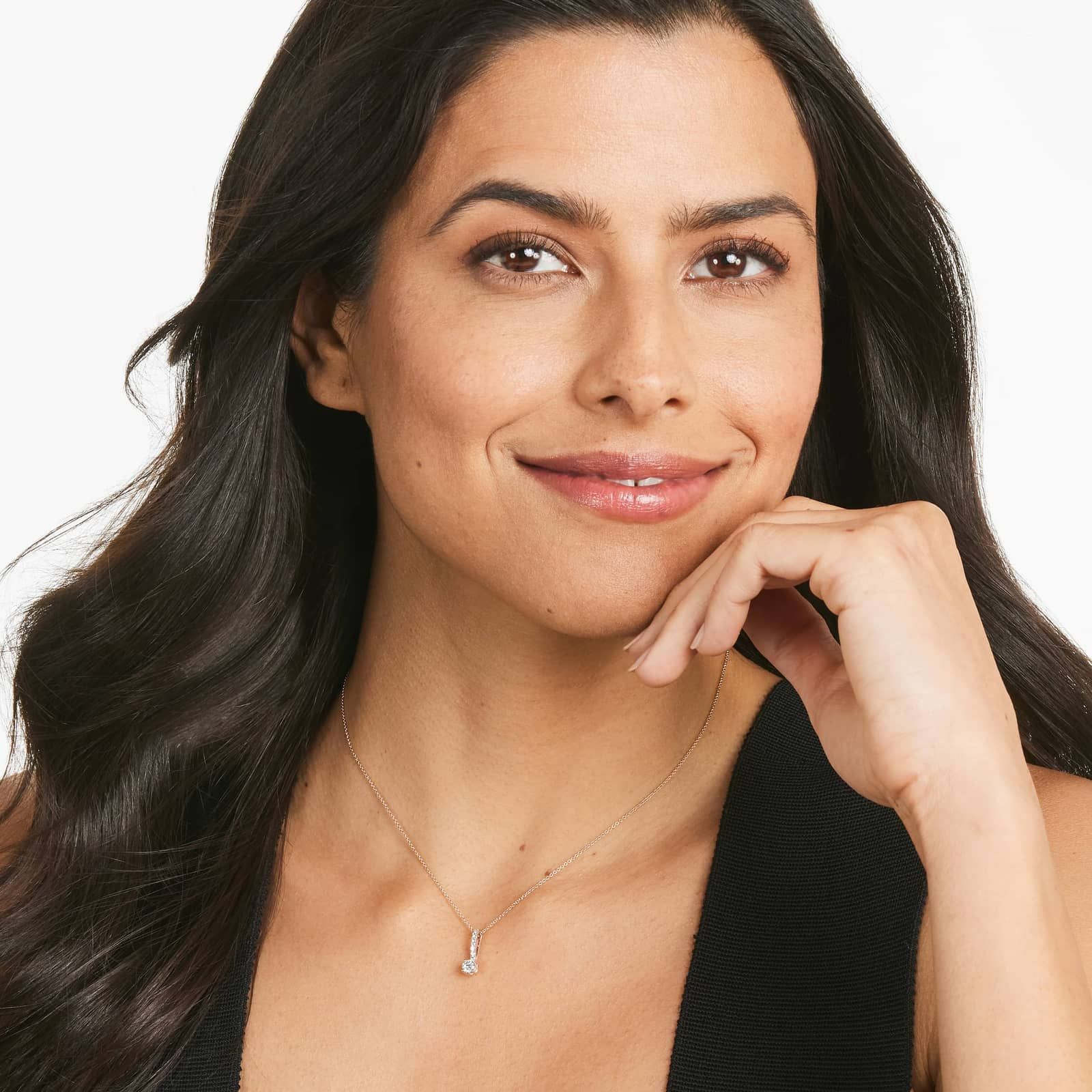 Diamond Pendant Necklace With Round Diamonds In 14K Rose Gold