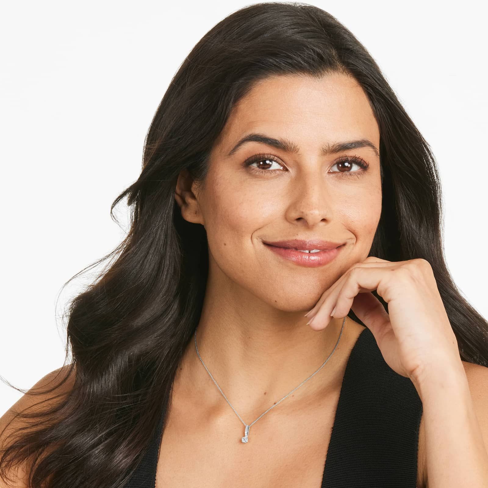 Diamond Pendant Necklace With Round Diamonds In 14K White Gold