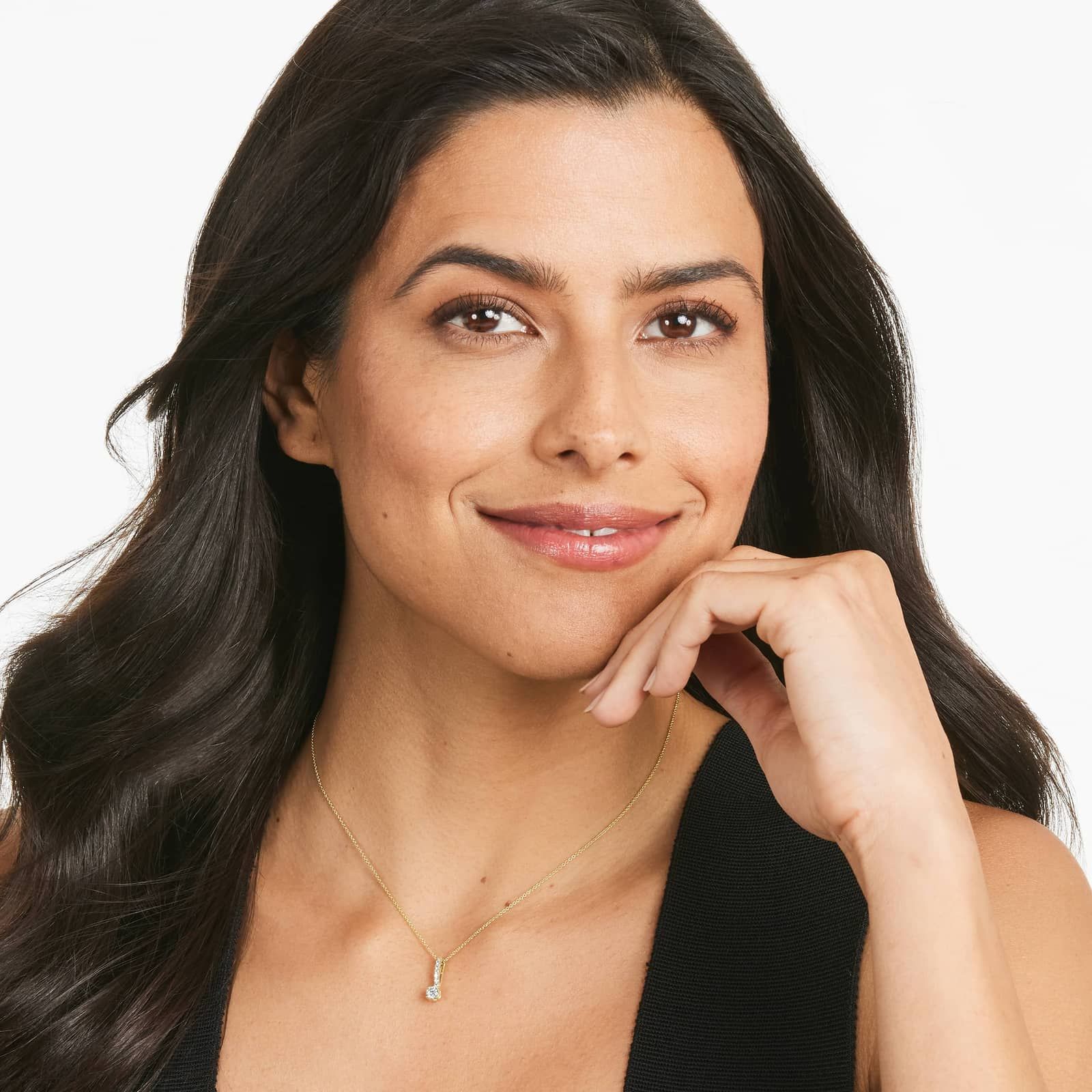 Diamond Pendant Necklace With Round Diamonds In 14K Yellow Gold