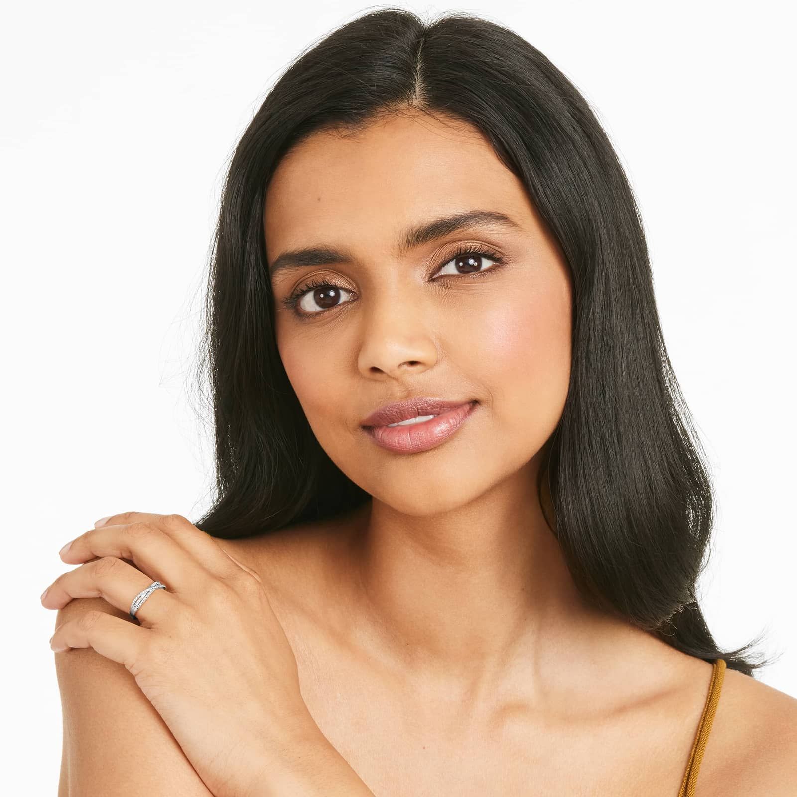 Criss-Cross Overlay Diamond Ring In 14K White Gold