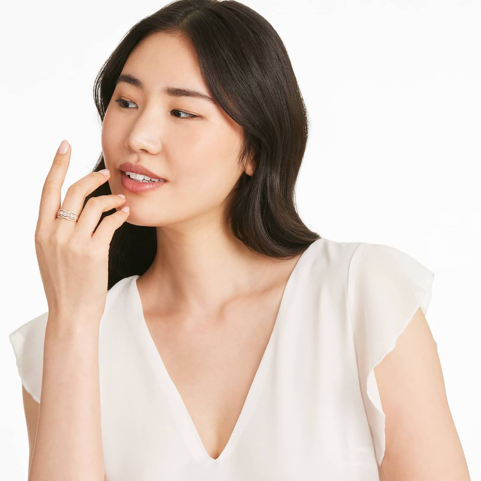 Multi-Row Diamond Ring In 14K Rose Gold