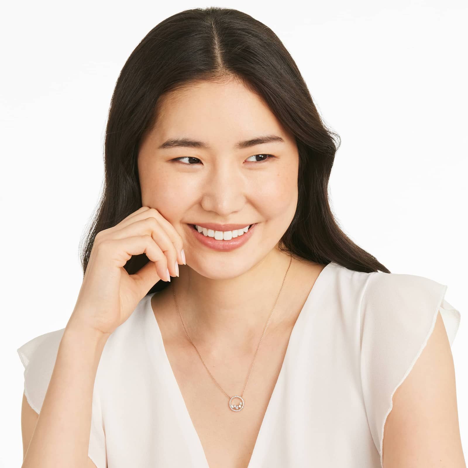 Scatter Diamond Necklace In 14K Rose Gold