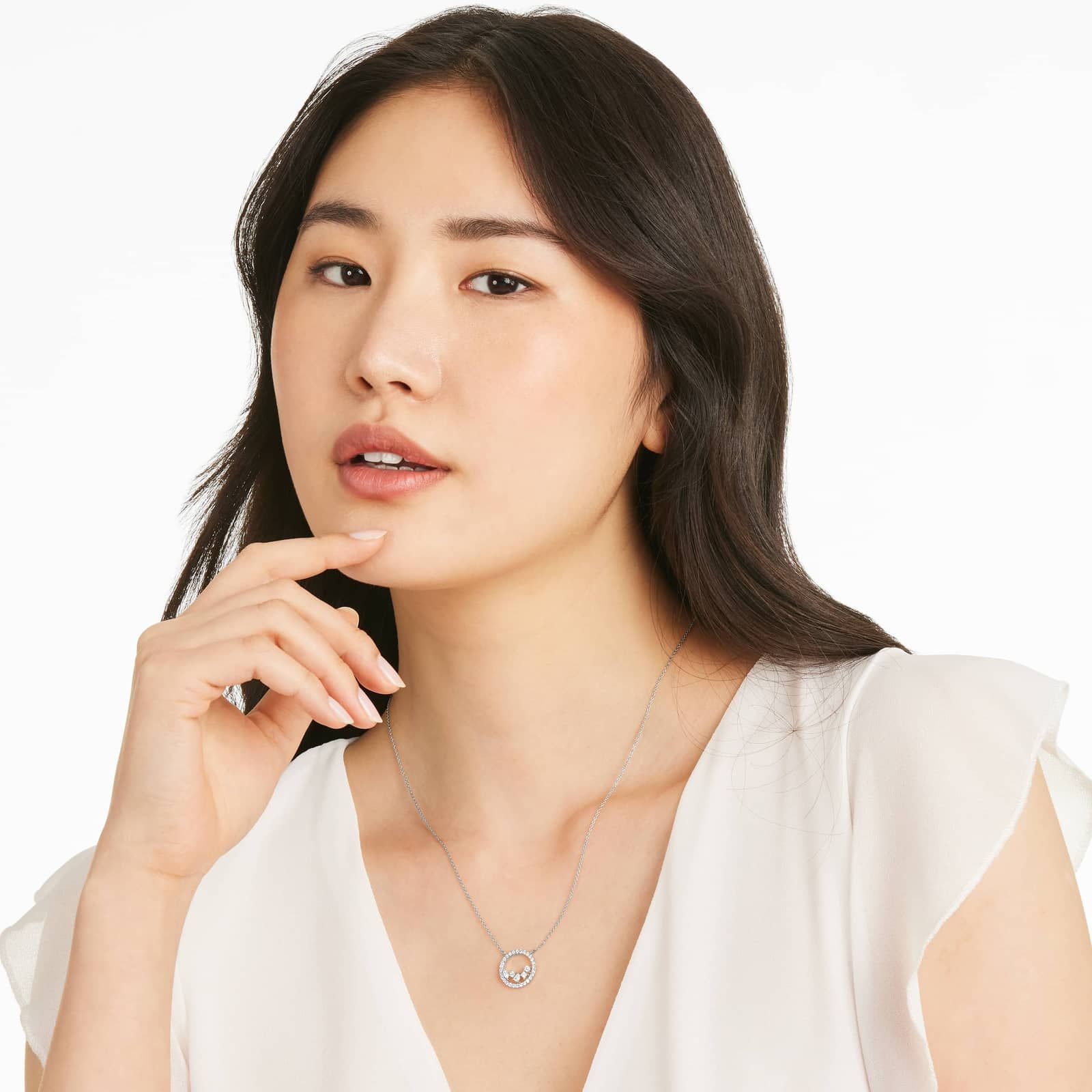 Scatter Diamond Necklace  In 14K White Gold