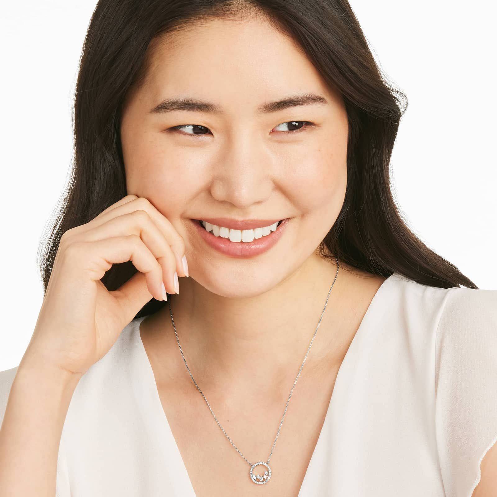 Scatter Diamond Necklace  In 14K White Gold