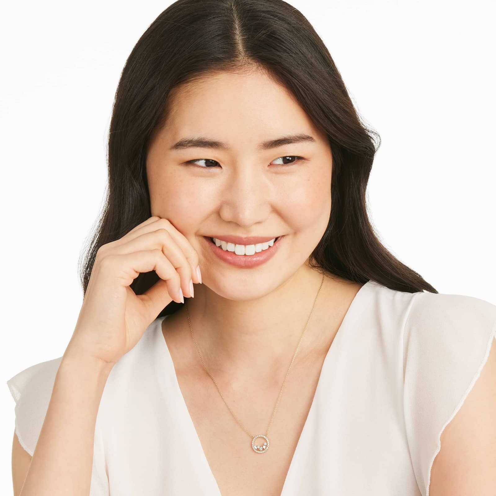 Scatter Diamond Necklace  In 14K Yellow Gold