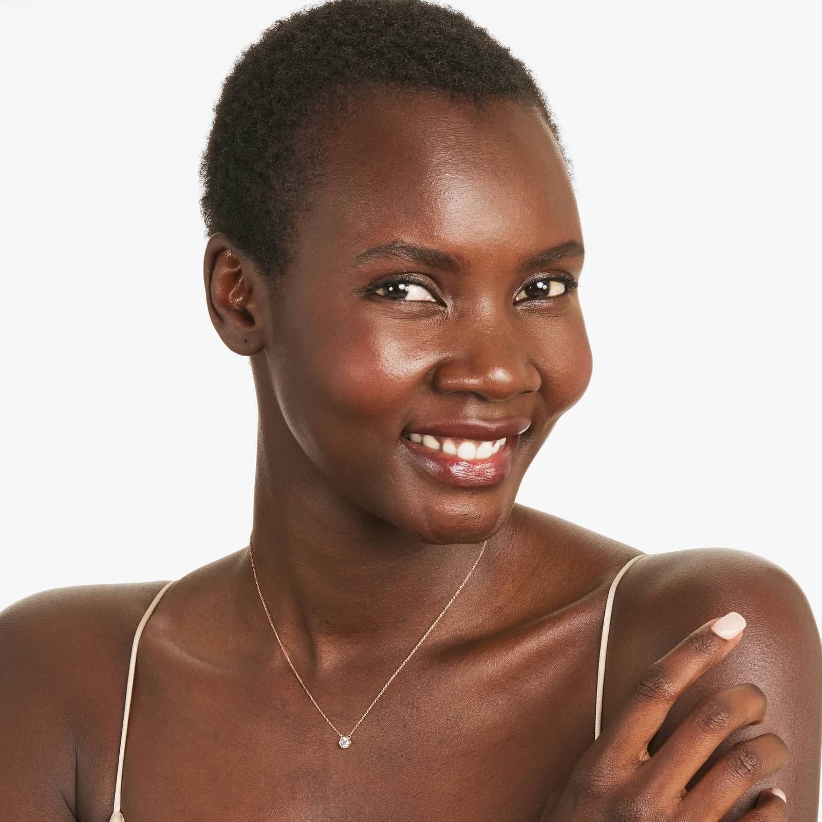 Geometric Frame Solitaire Diamond Pendant In 14K Rose Gold