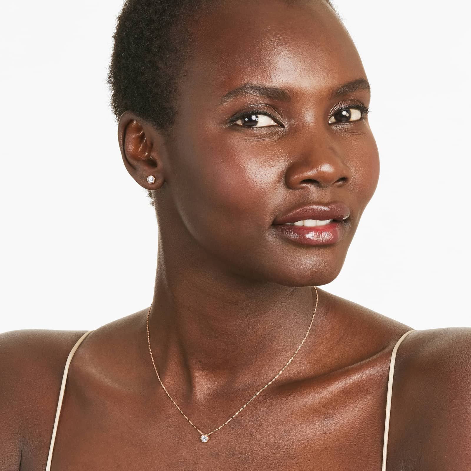 Geometric Frame Solitaire Diamond Pendant In 14K Rose Gold