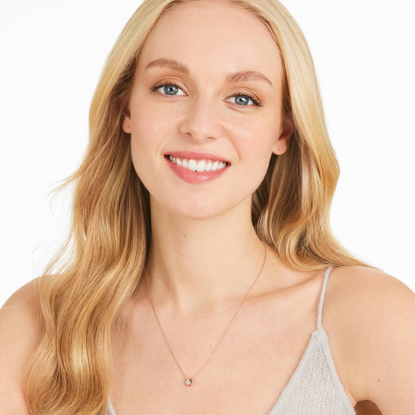 Octagonal Frame Diamond Solitaire Pendant In 14K Rose Gold