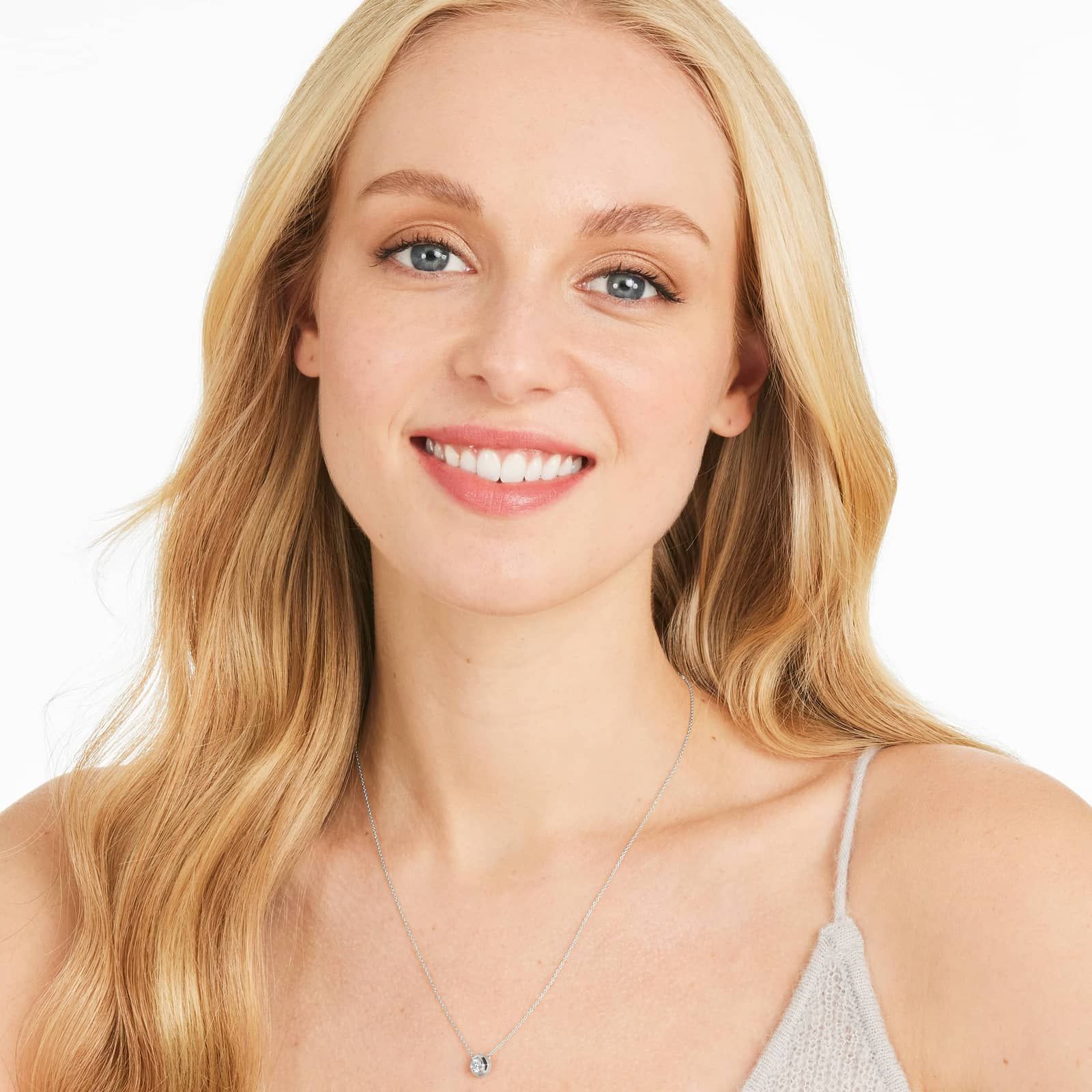 Octagonal Frame Diamond Solitaire Pendant In 14K White Gold