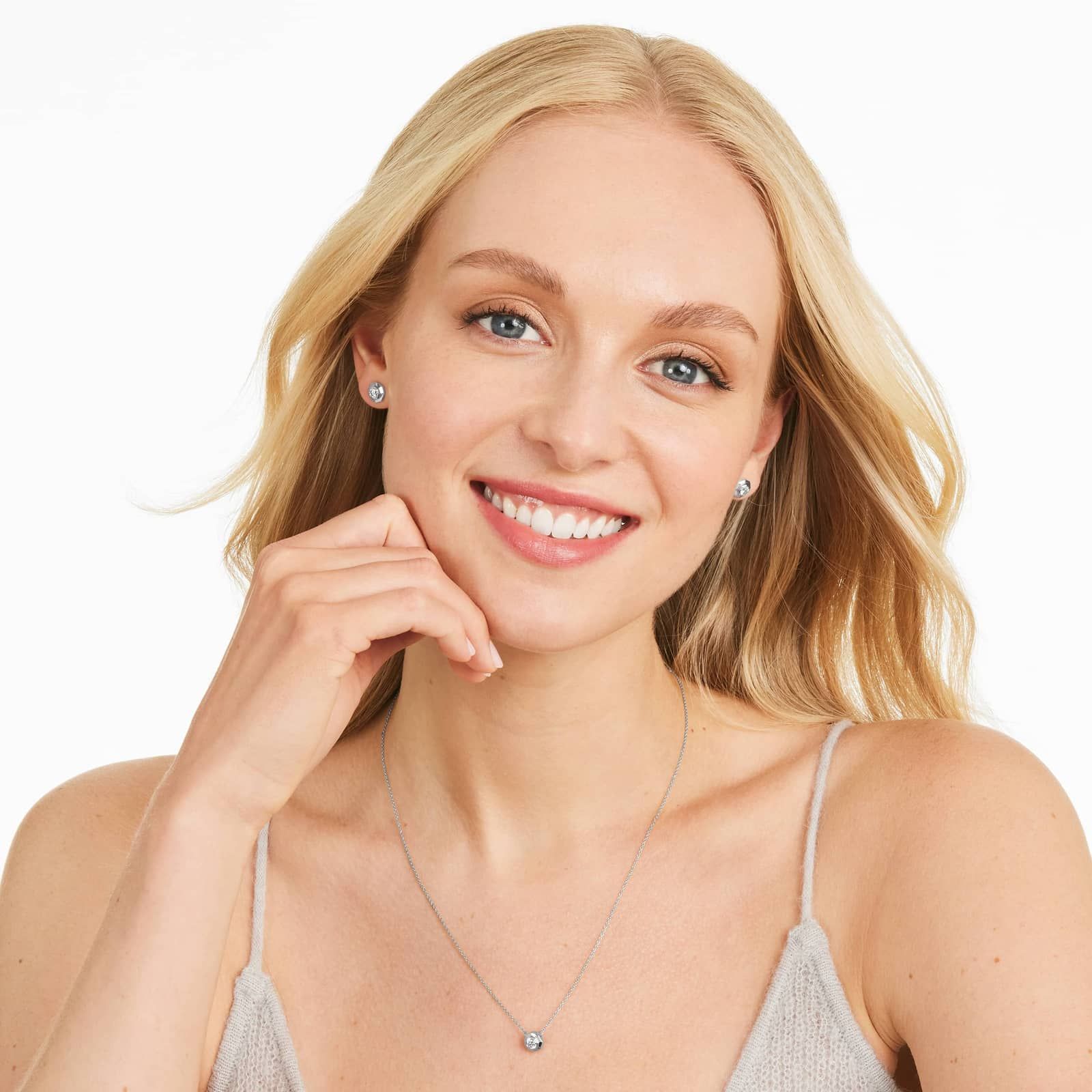 Octagonal Frame Diamond Solitaire Pendant In 14K White Gold