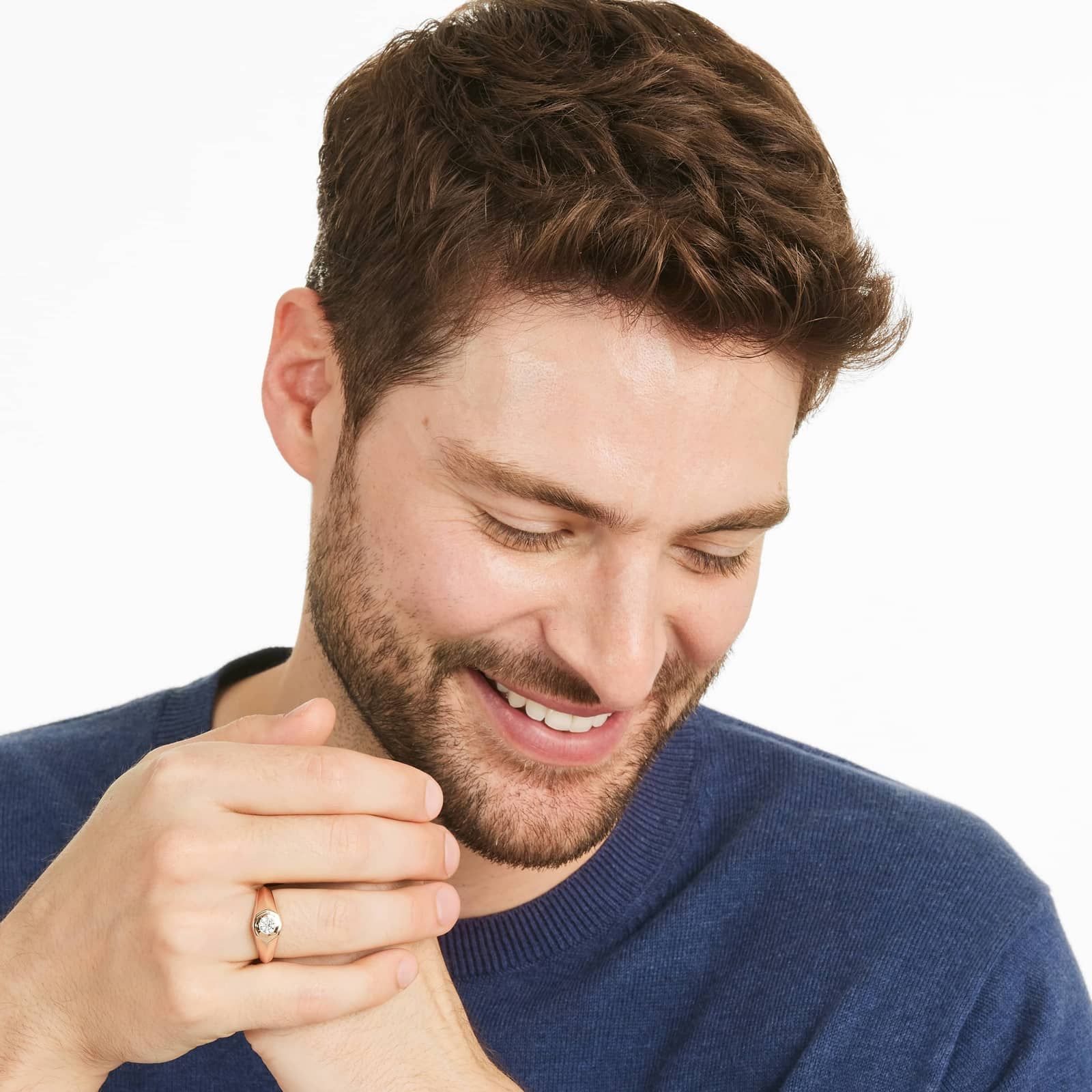 Octagonal Frame Solitaire Diamond Ring In 14K Rose Gold