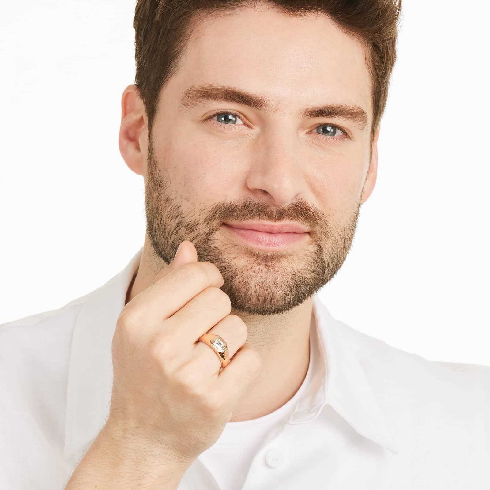 Emerald Cut Solitaire Diamond Ring In 14K Rose Gold