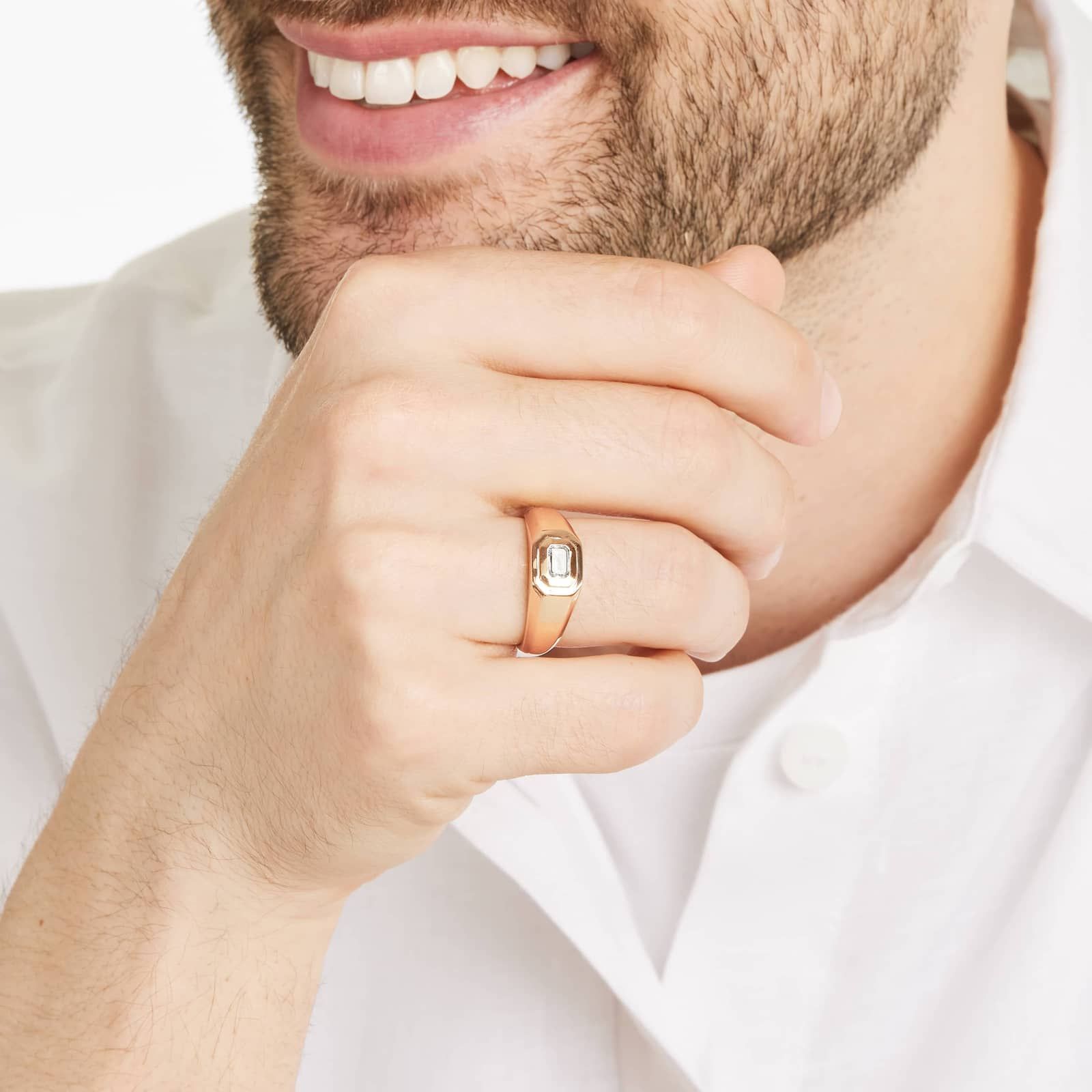 Emerald Cut Solitaire Diamond Ring In 14K Rose Gold