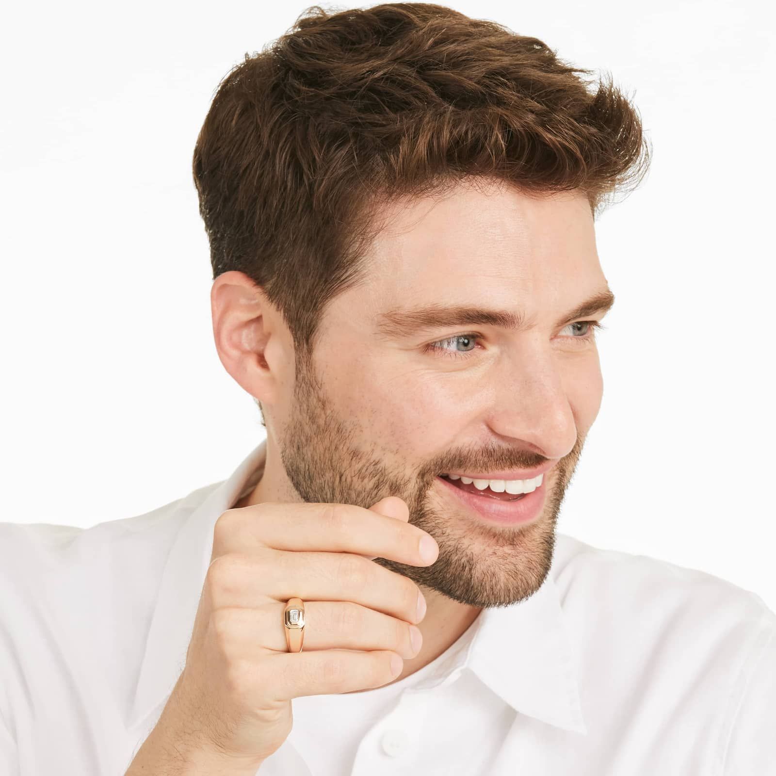 Emerald Cut Solitaire Diamond Ring In 14K Rose Gold