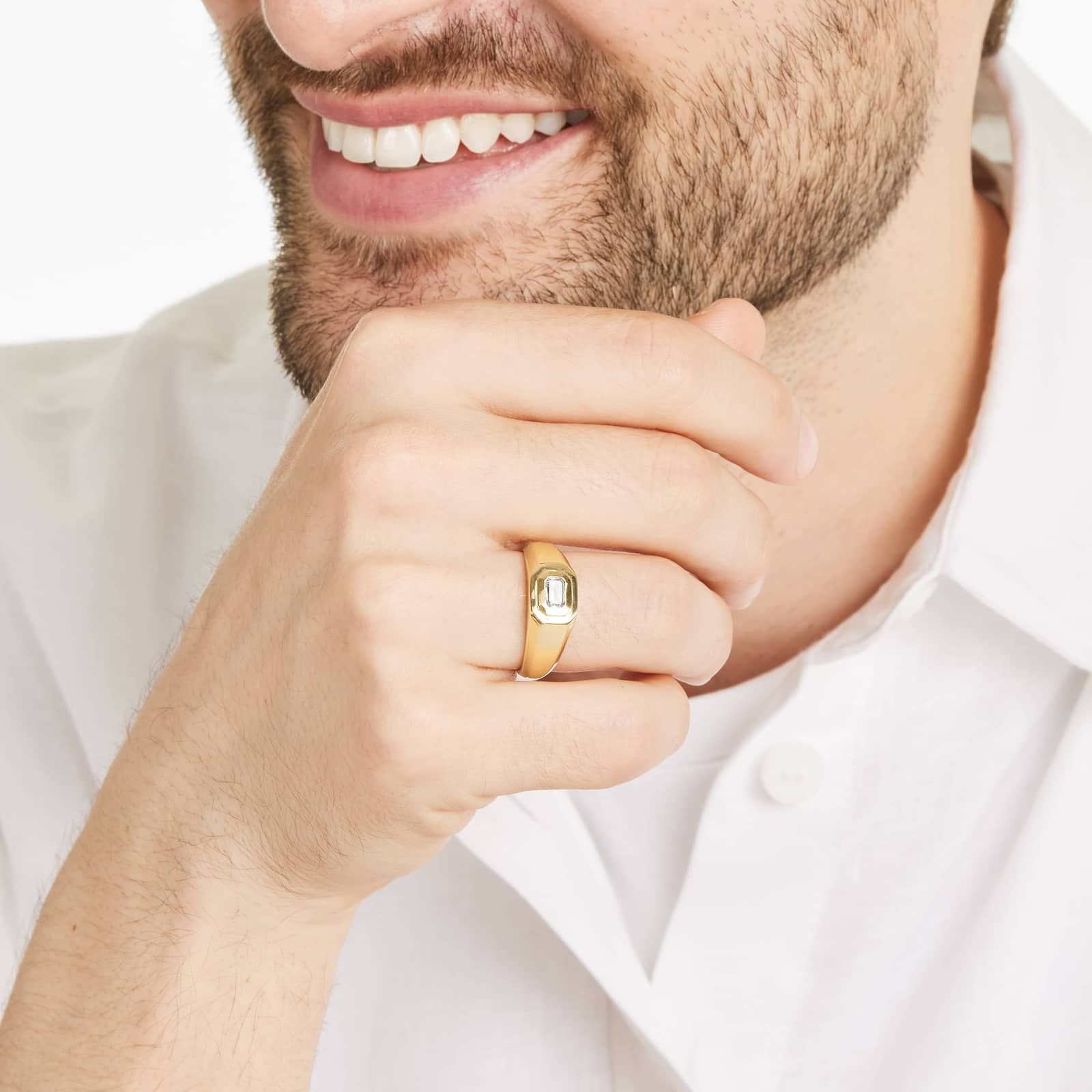 Emerald Cut Solitaire Diamond Ring In 14K Yellow Gold