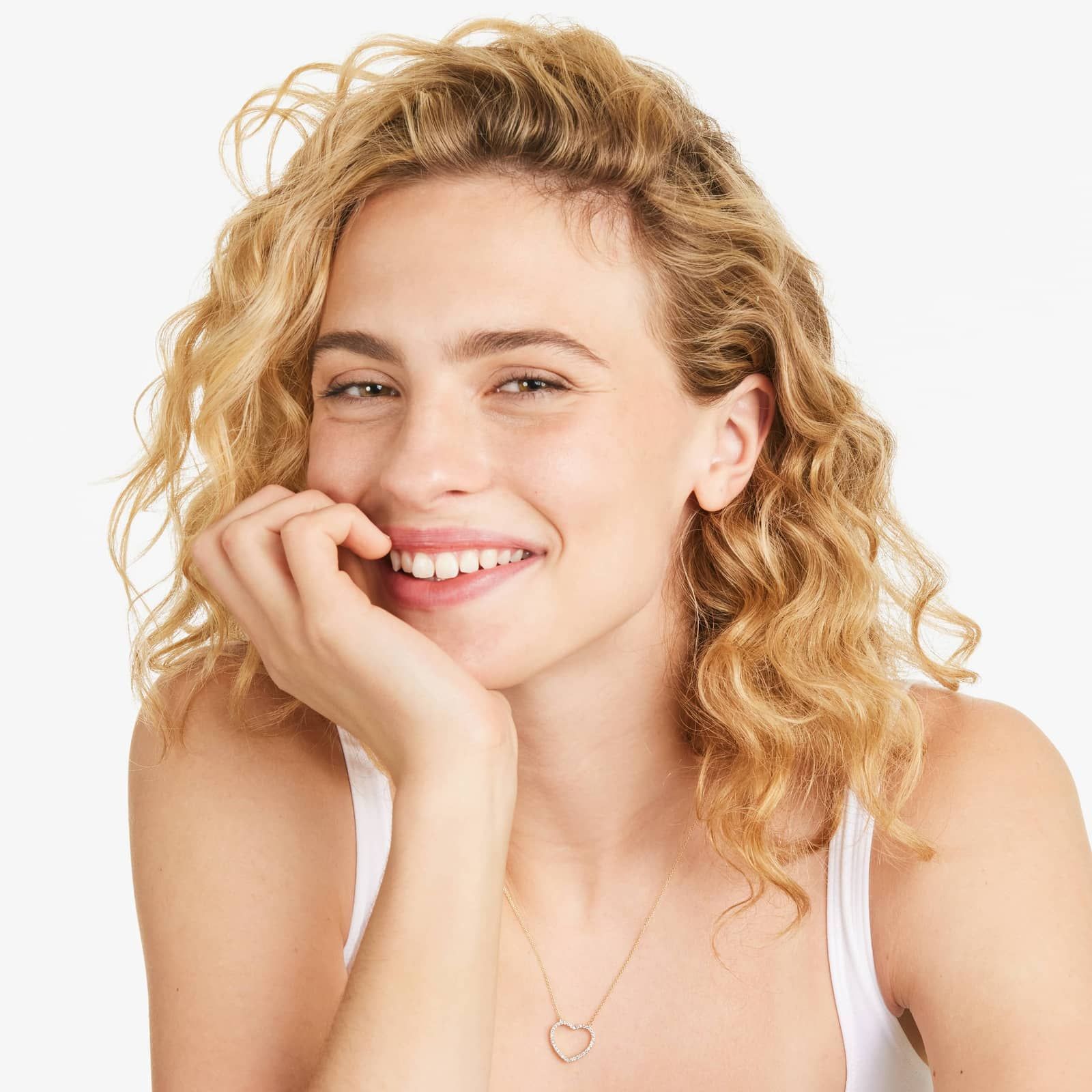 Open Heart Diamond Necklace In 14K Yellow Gold