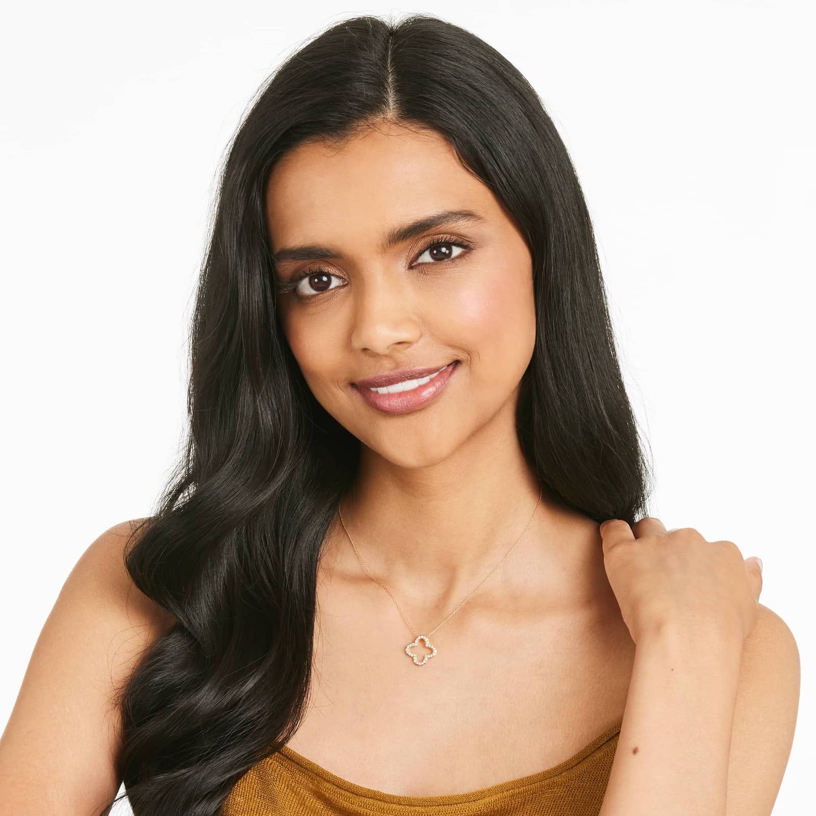 Open Clover Diamond Necklace In 14K Rose Gold