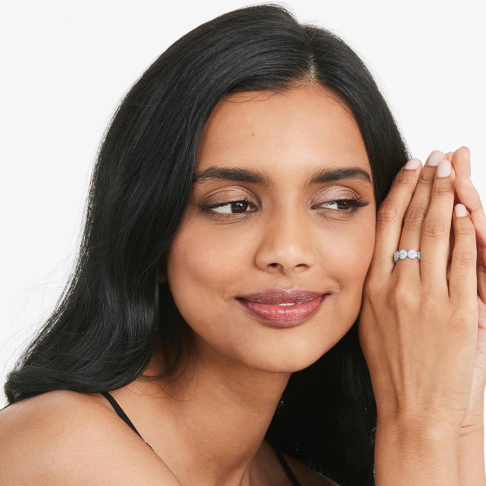 Lab-Grown Diamond Peony Ring In 14K White Gold