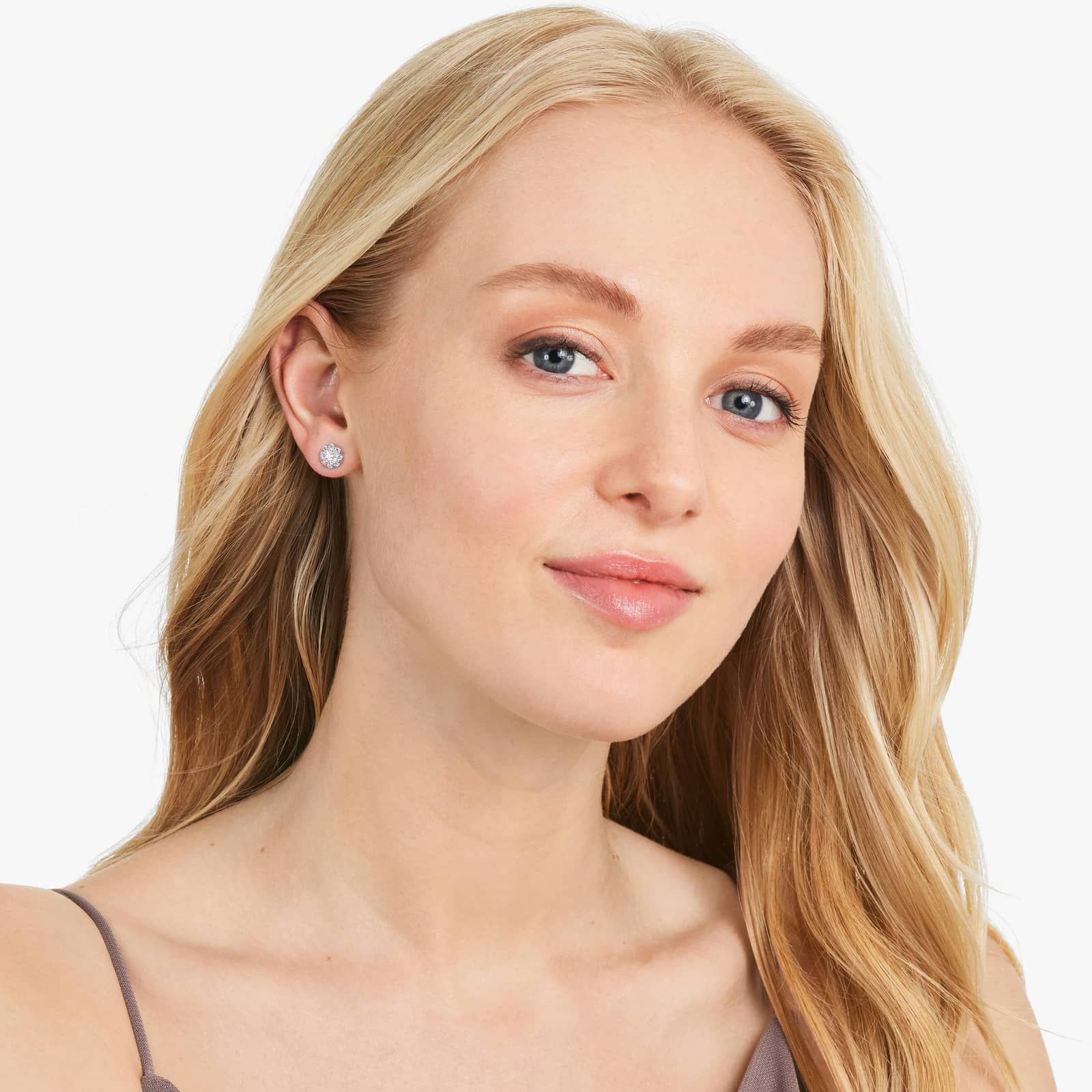 Peony Diamond Stud Earrings With Lab-Grown Diamonds In 14K White Gold