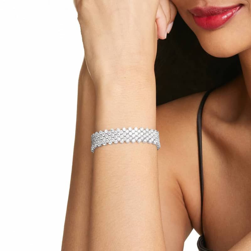 Mesh Lab-Grown Diamond Bracelet In 14K White Gold