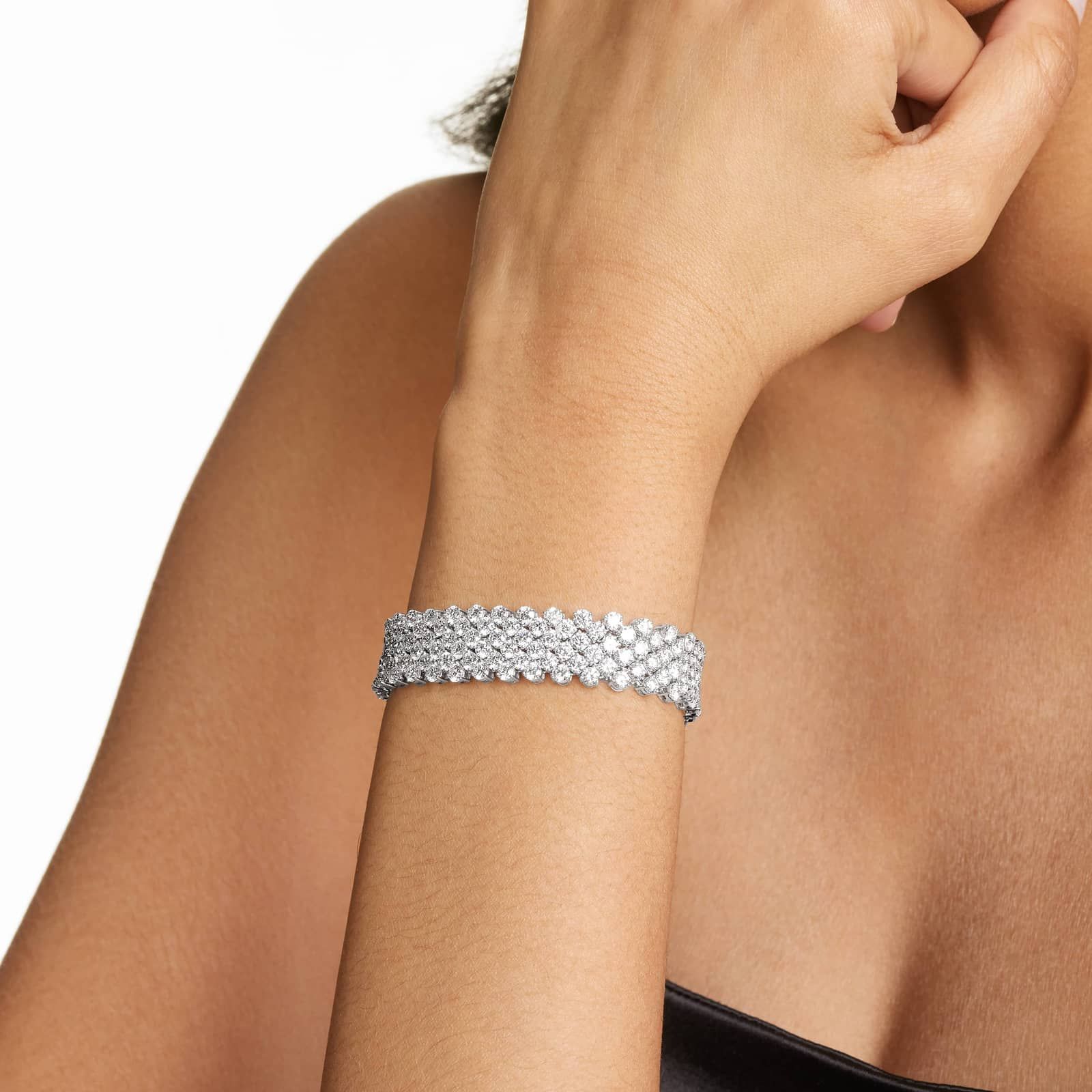 Mesh Lab-Grown Diamond Bracelet In 14K White Gold