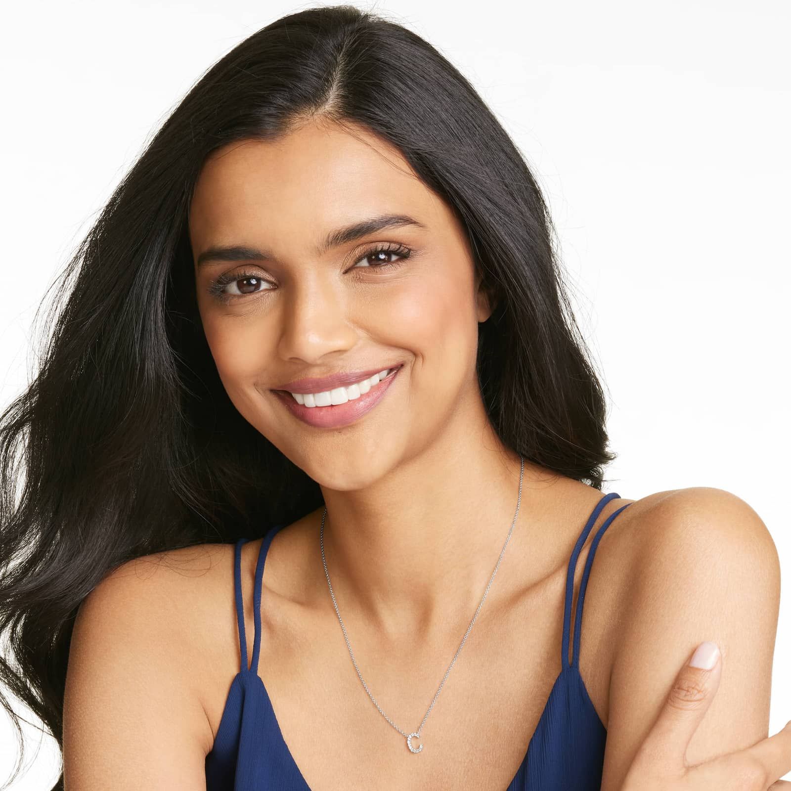 C Initial Lab-Grown Diamond Necklace In 14K White Gold
