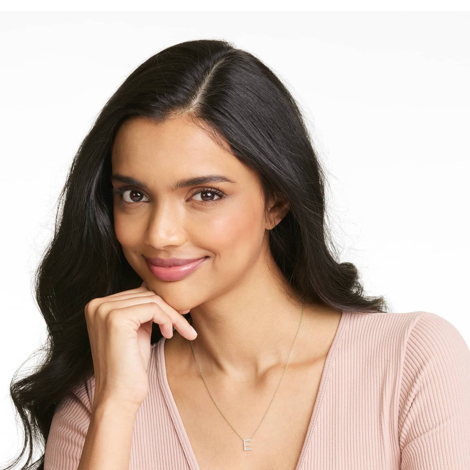 E Initial Lab-Grown Diamond Necklace In 14K Yellow Gold