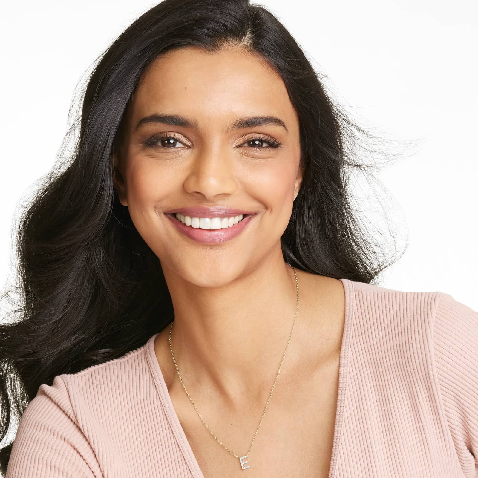 E Initial Lab-Grown Diamond Necklace In 14K Yellow Gold