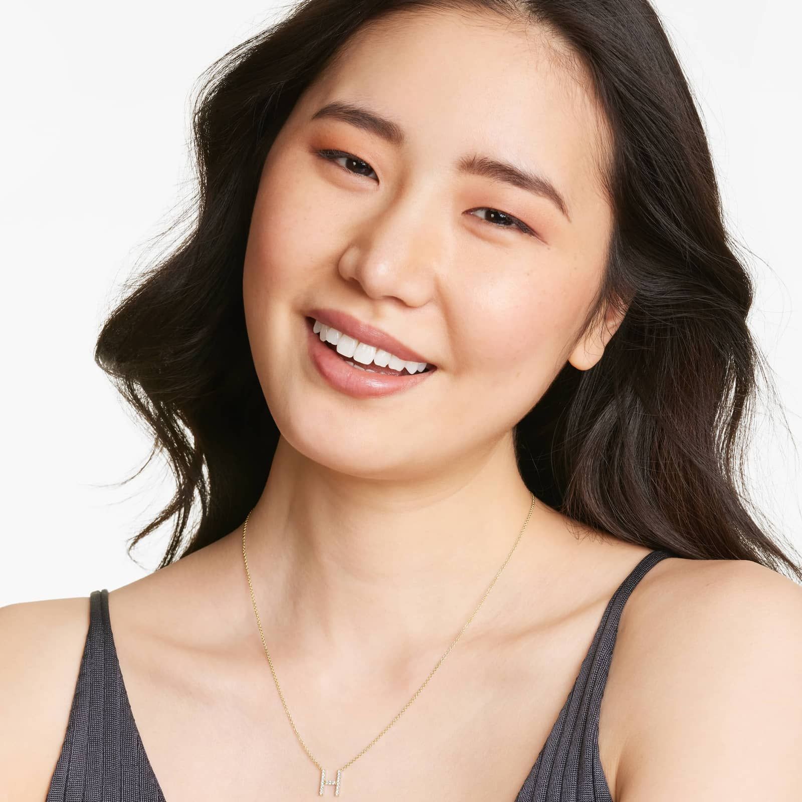 H Initial Lab-Grown Diamond Necklace In 14K Yellow Gold