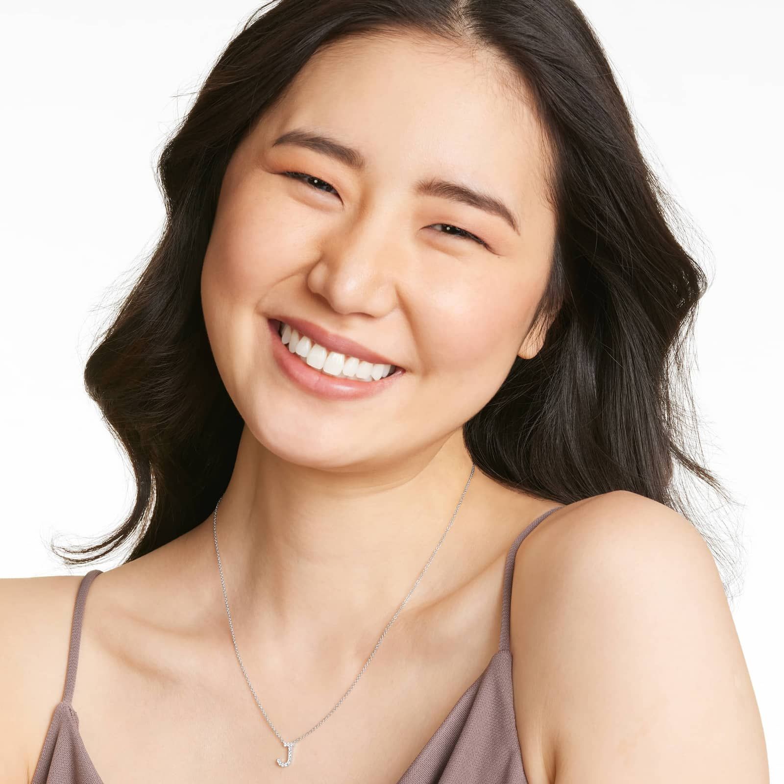 J Initial Lab-Grown Diamond Necklace In 14K White Gold
