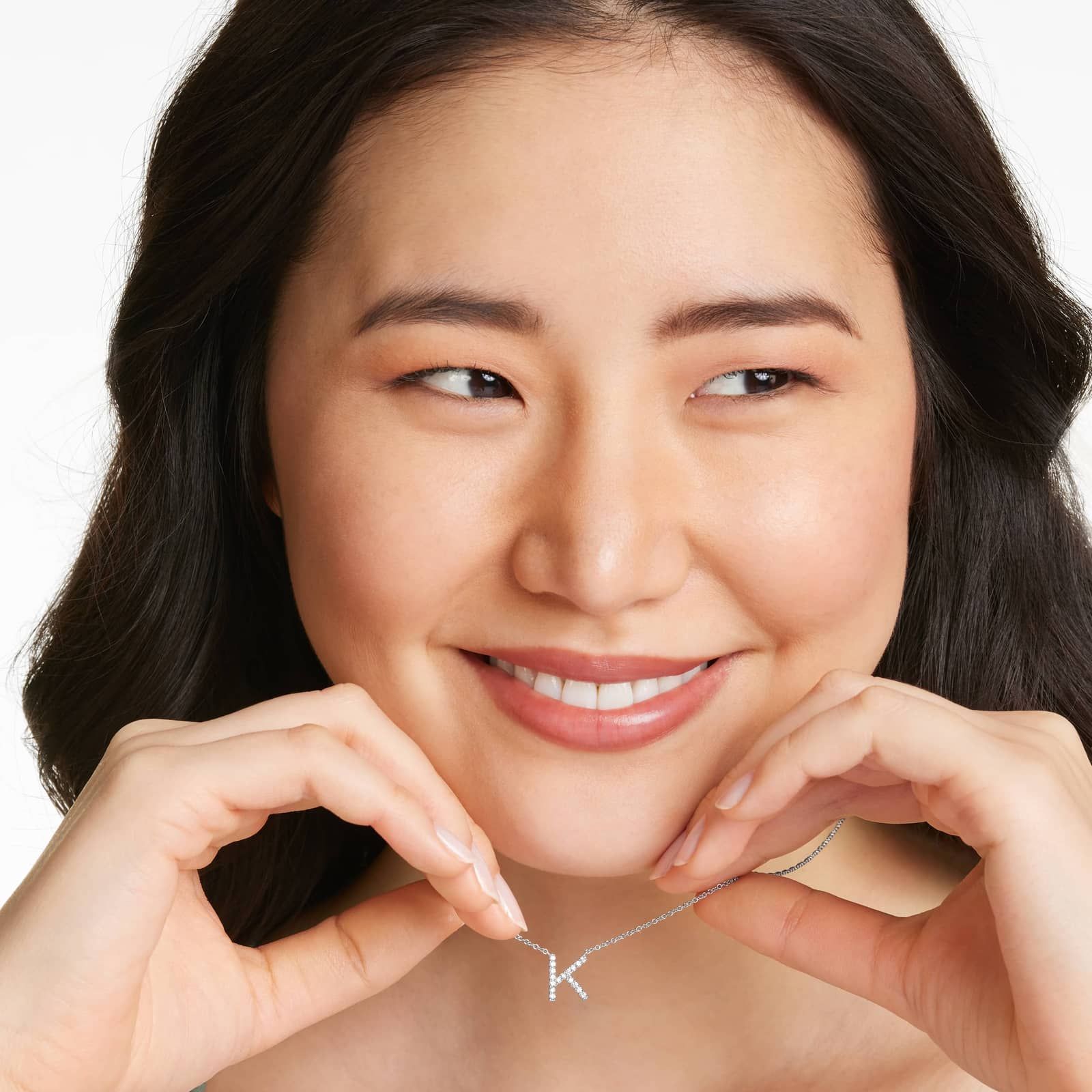 K Initial Lab-Grown Diamond Necklace In 14K White Gold
