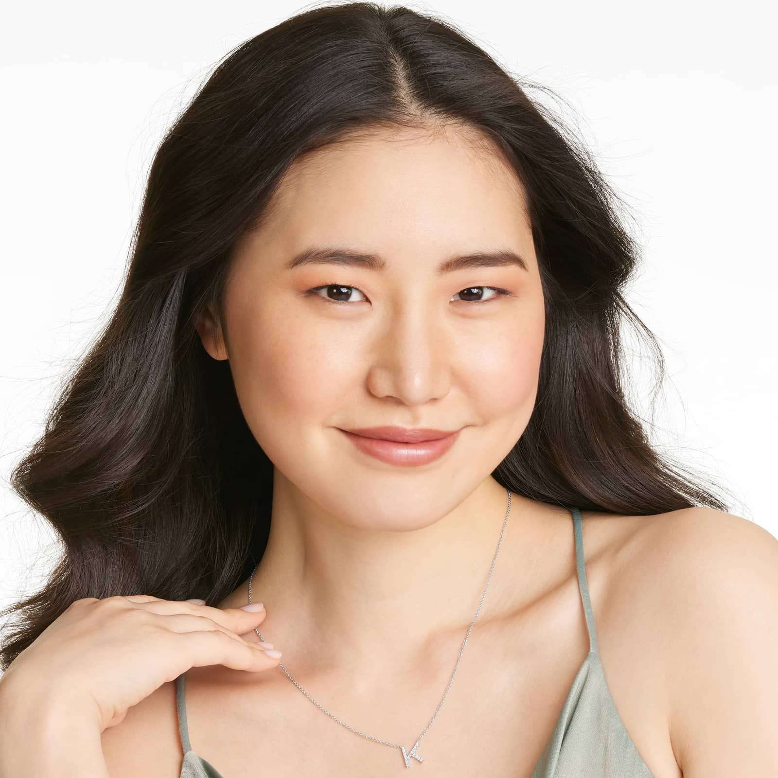 K Initial Lab-Grown Diamond Necklace In 14K White Gold