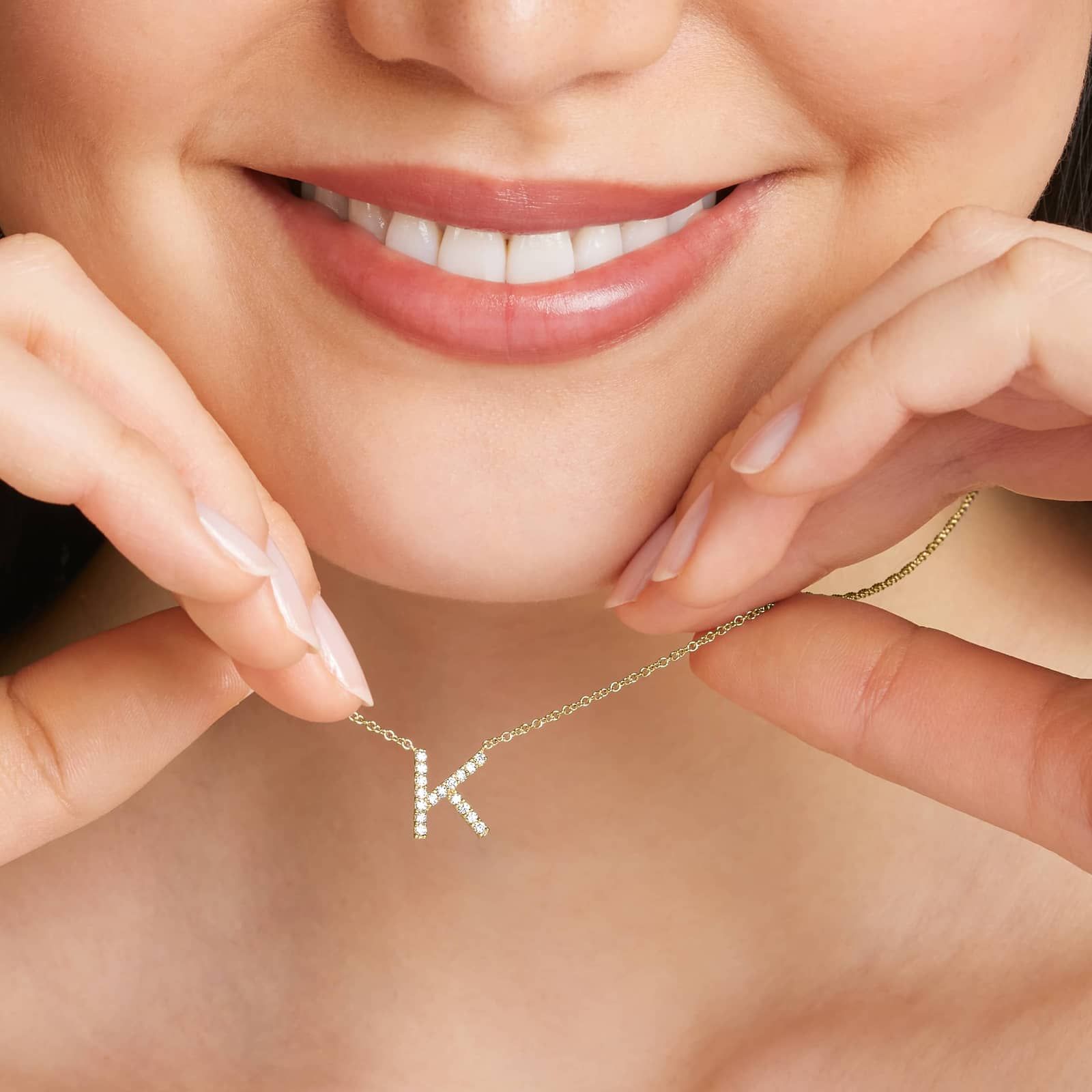 K Initial Lab-Grown Diamond Necklace In 14K Yellow Gold