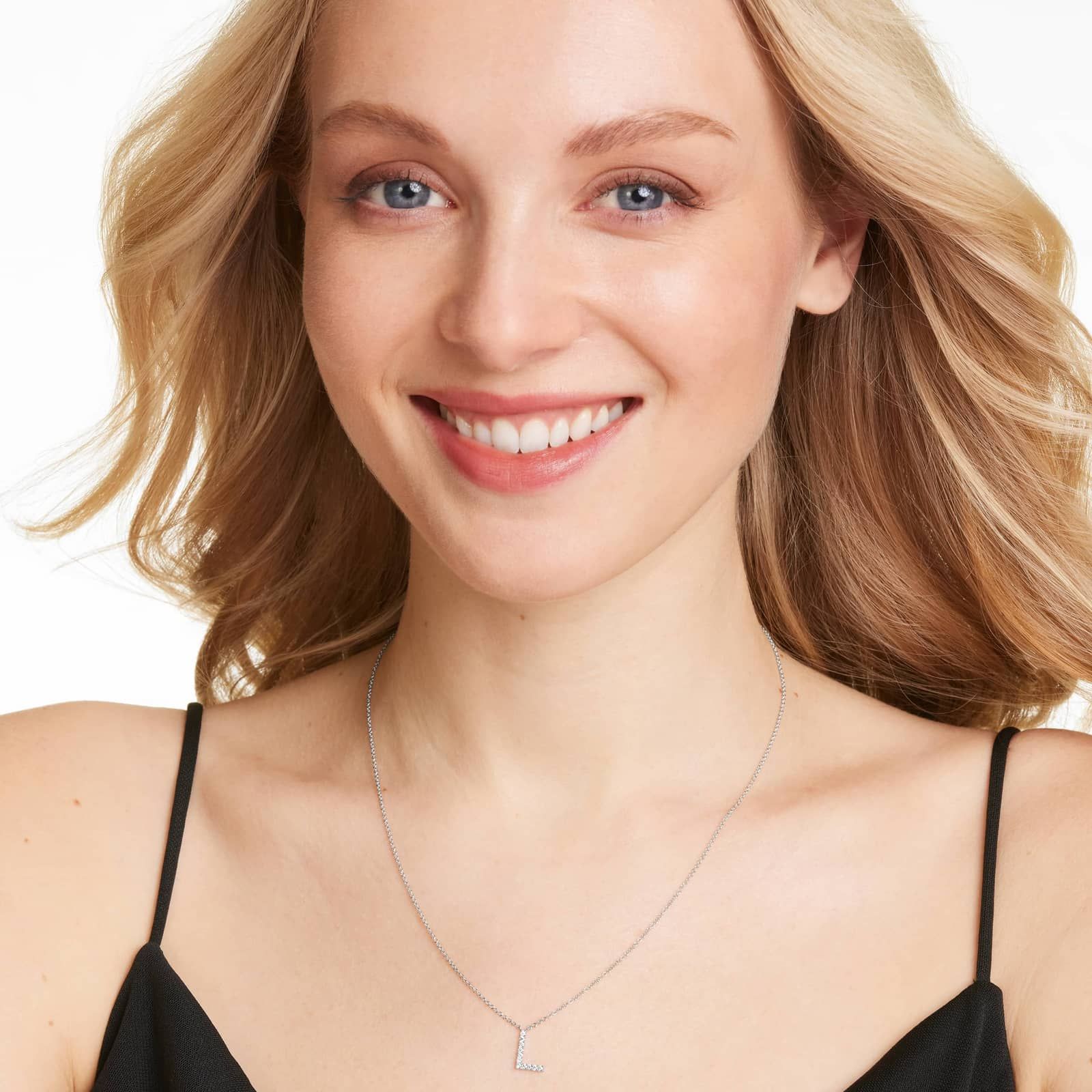 L Initial Lab-Grown Diamond Necklace In 14K White Gold