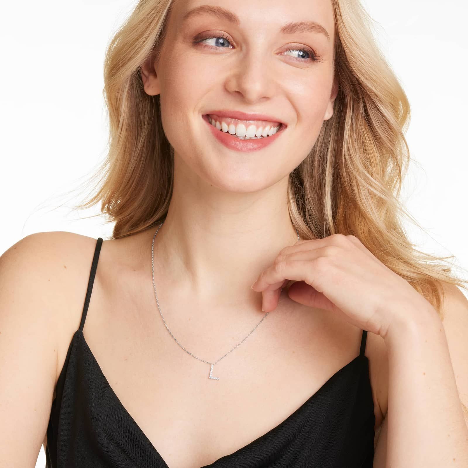 L Initial Lab-Grown Diamond Necklace In 14K White Gold