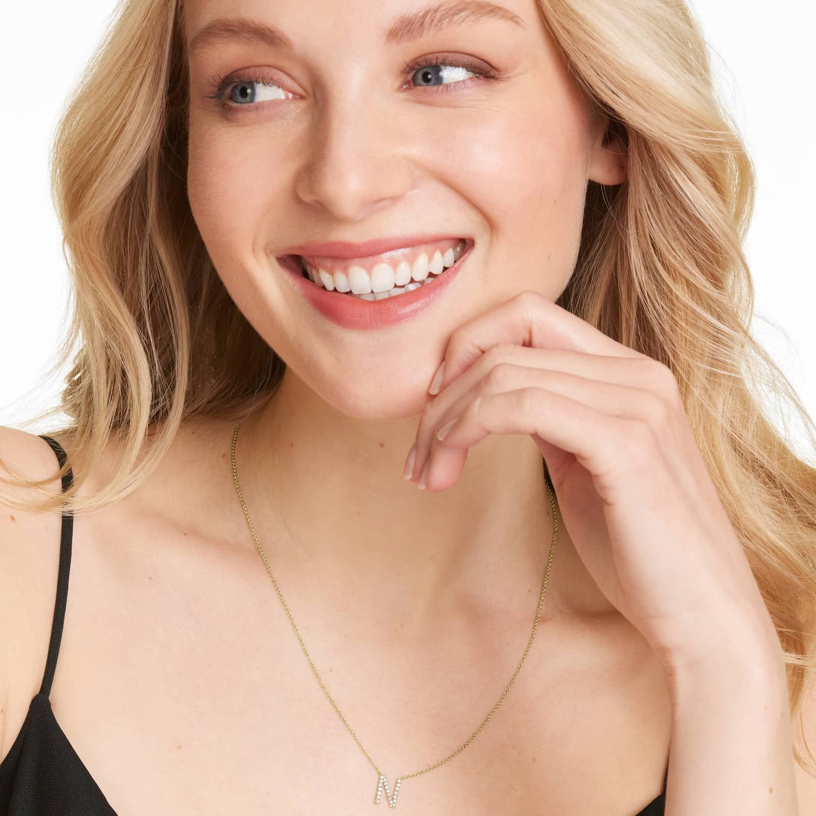 N Initial Lab-Grown Diamond Necklace In 14K Yellow Gold