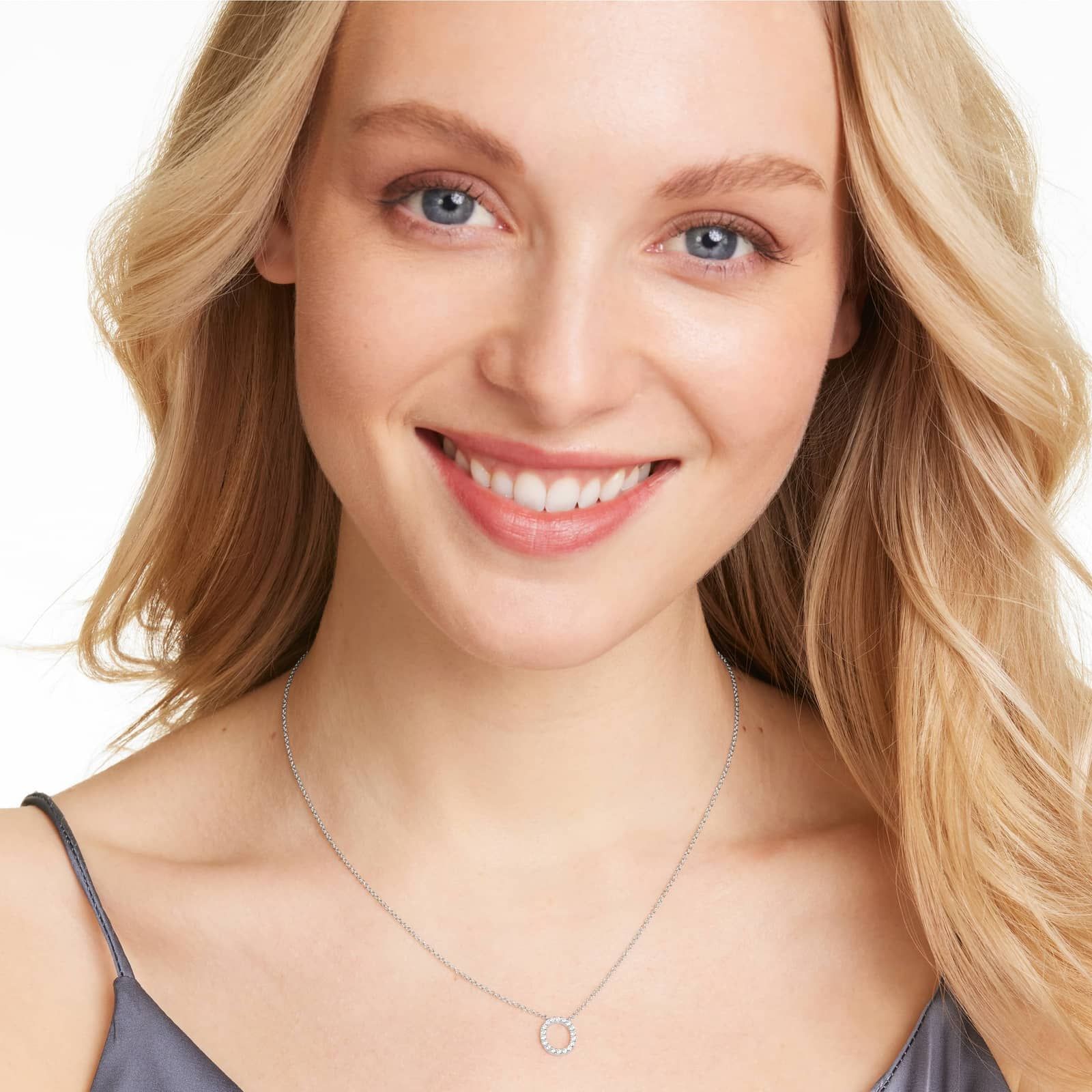 O Initial Lab-Grown Diamond Necklace In 14K White Gold