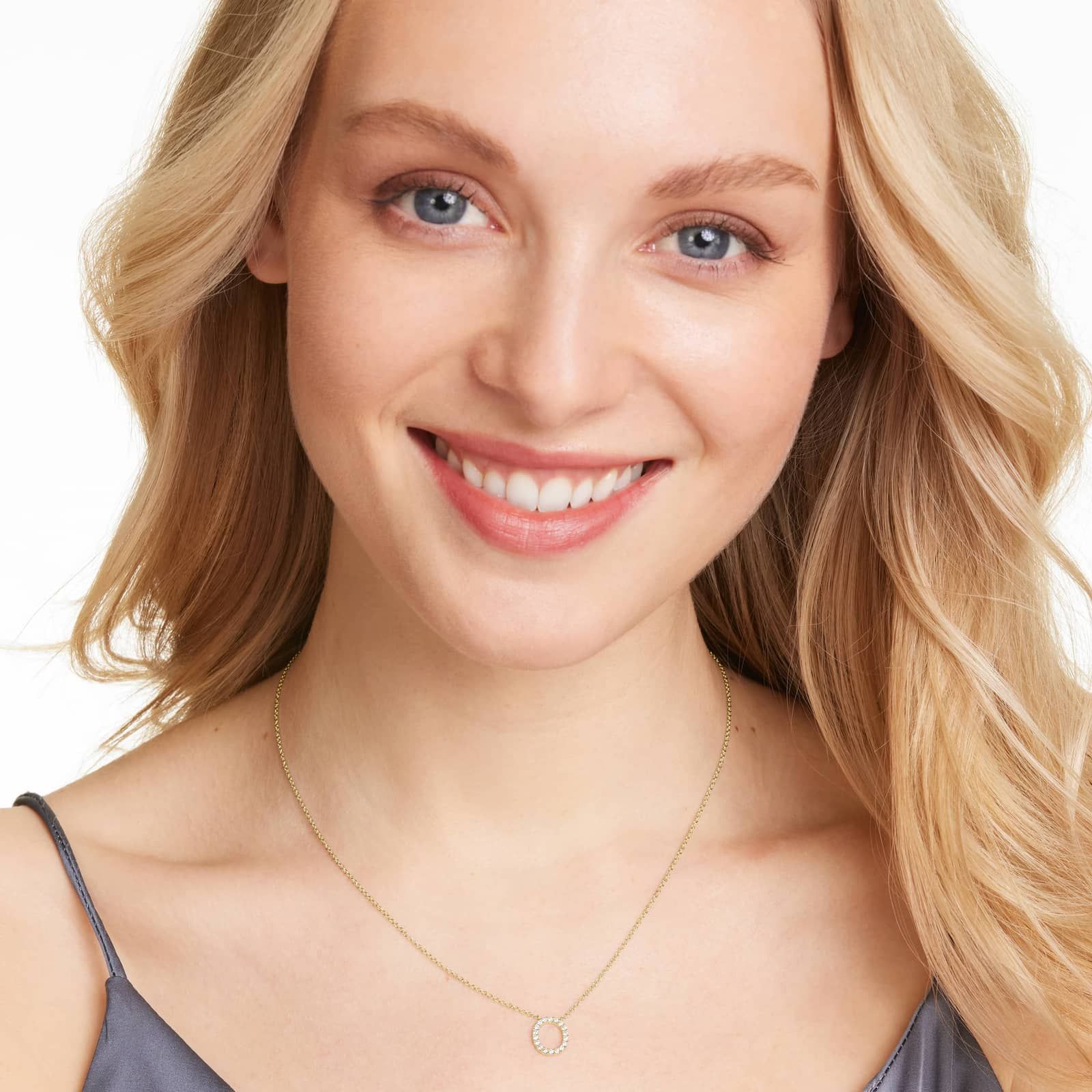 O Initial Lab-Grown Diamond Necklace In 14K Yellow Gold