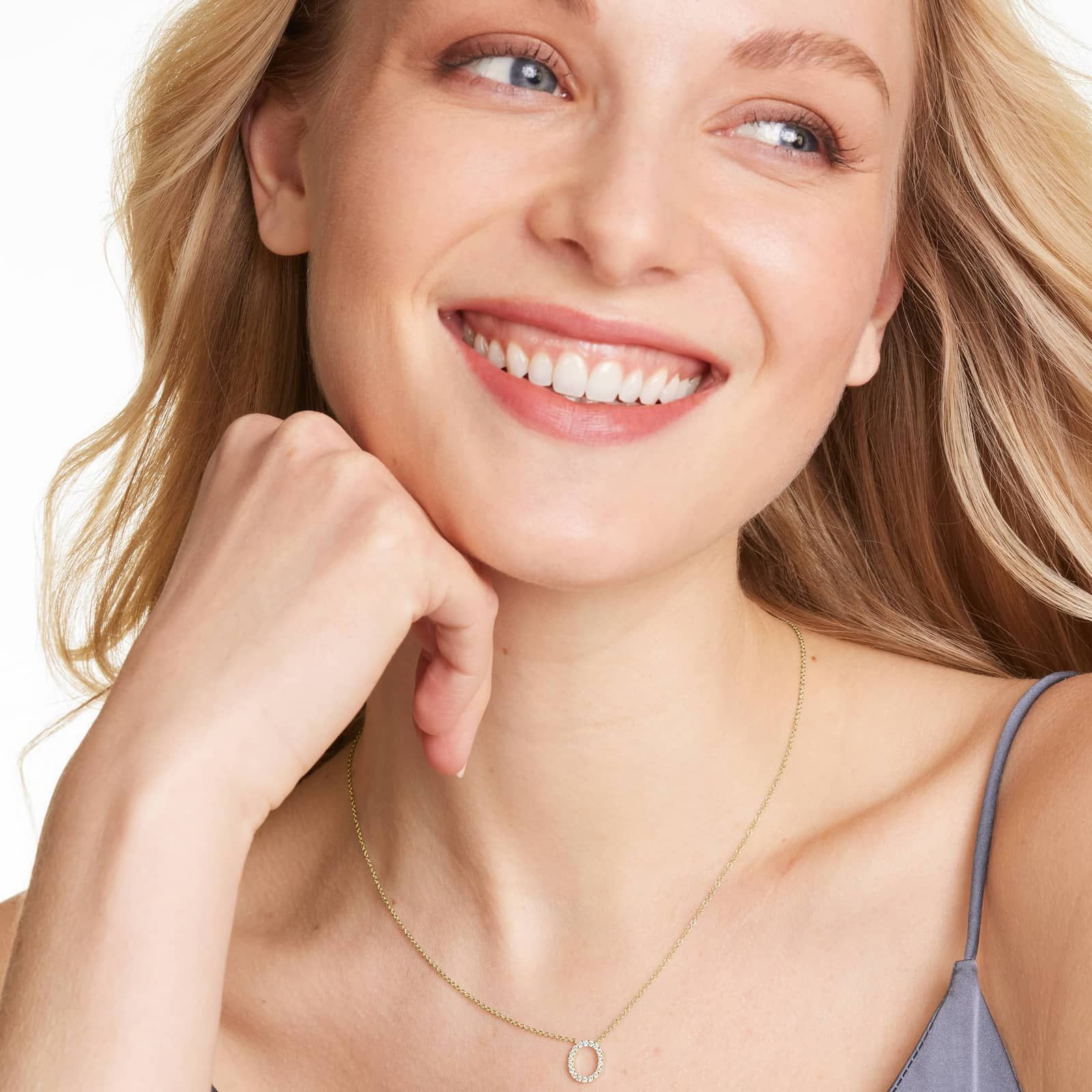 O Initial Lab-Grown Diamond Necklace In 14K Yellow Gold