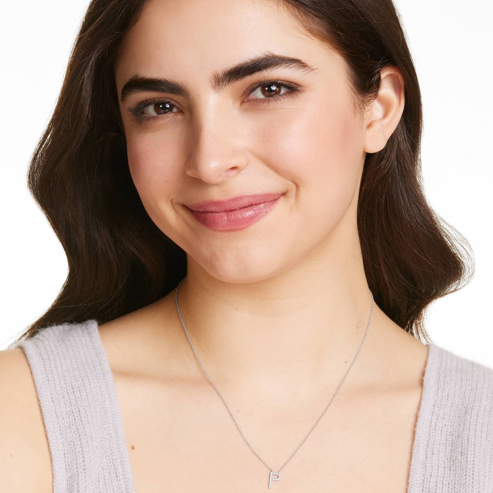 P Initial Lab-Grown Diamond Necklace In 14K White Gold